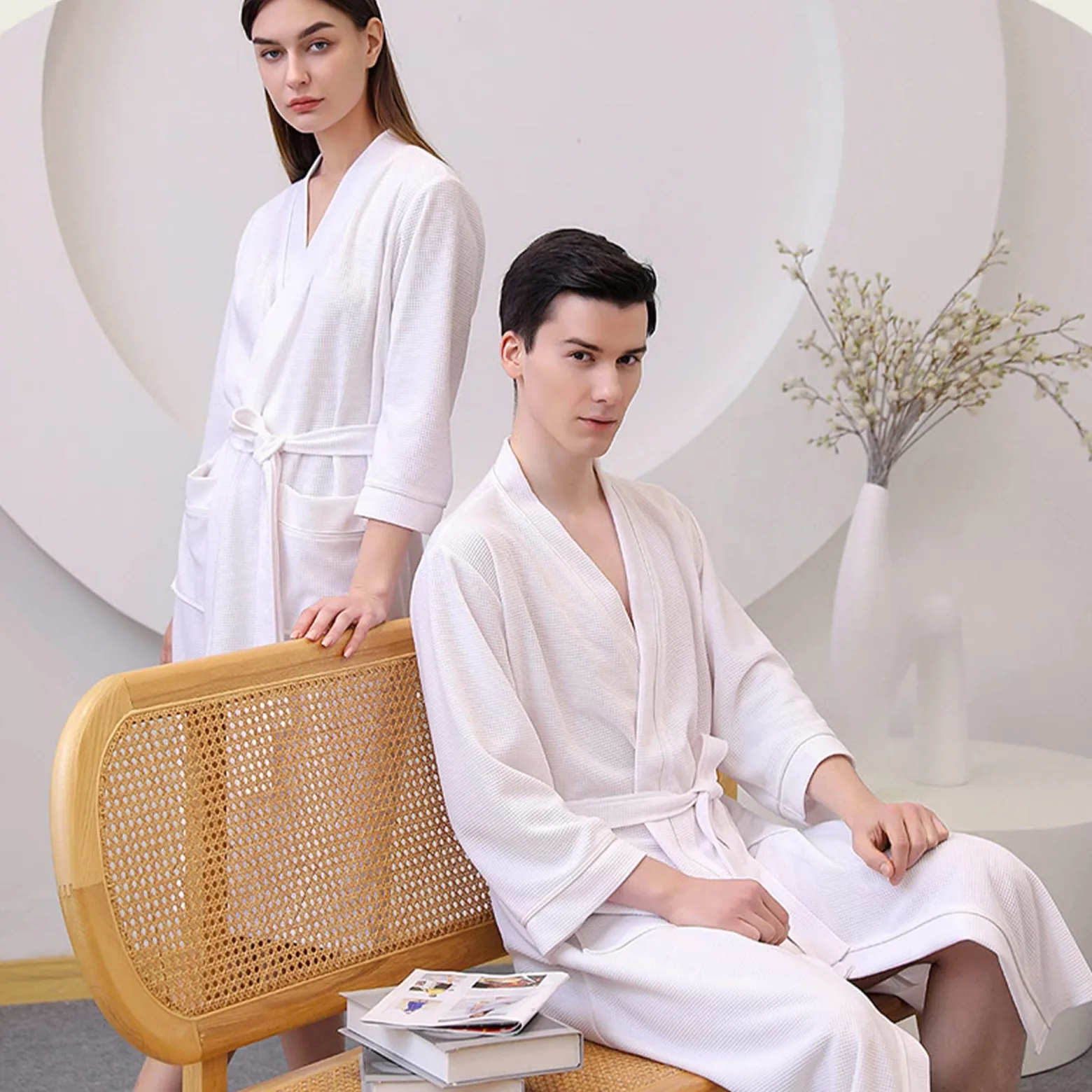 Szlafrok frotte,Męski,Damski,Szlafroki,Szlafrok,Bawełniany,Dzianinowy,Kimono,Spa i Szlafroki,Dla Mężczyzn i Kobiet