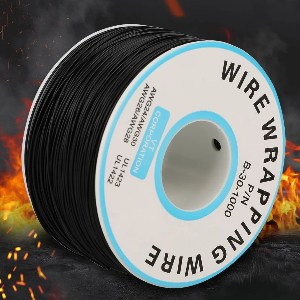 【𝐖𝐢𝐞𝐥𝐤𝐚𝐧𝐨𝐜】 1Roll Electric Cable, drut miedziany, 30AWG, średnica rdzenia: 0,25 mm, kolor czarny