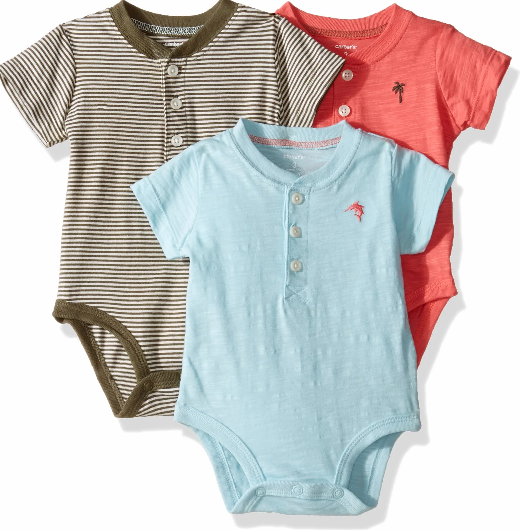 Carter's Baby chłopięcy 3-pak body z krótkim rękawem Henley