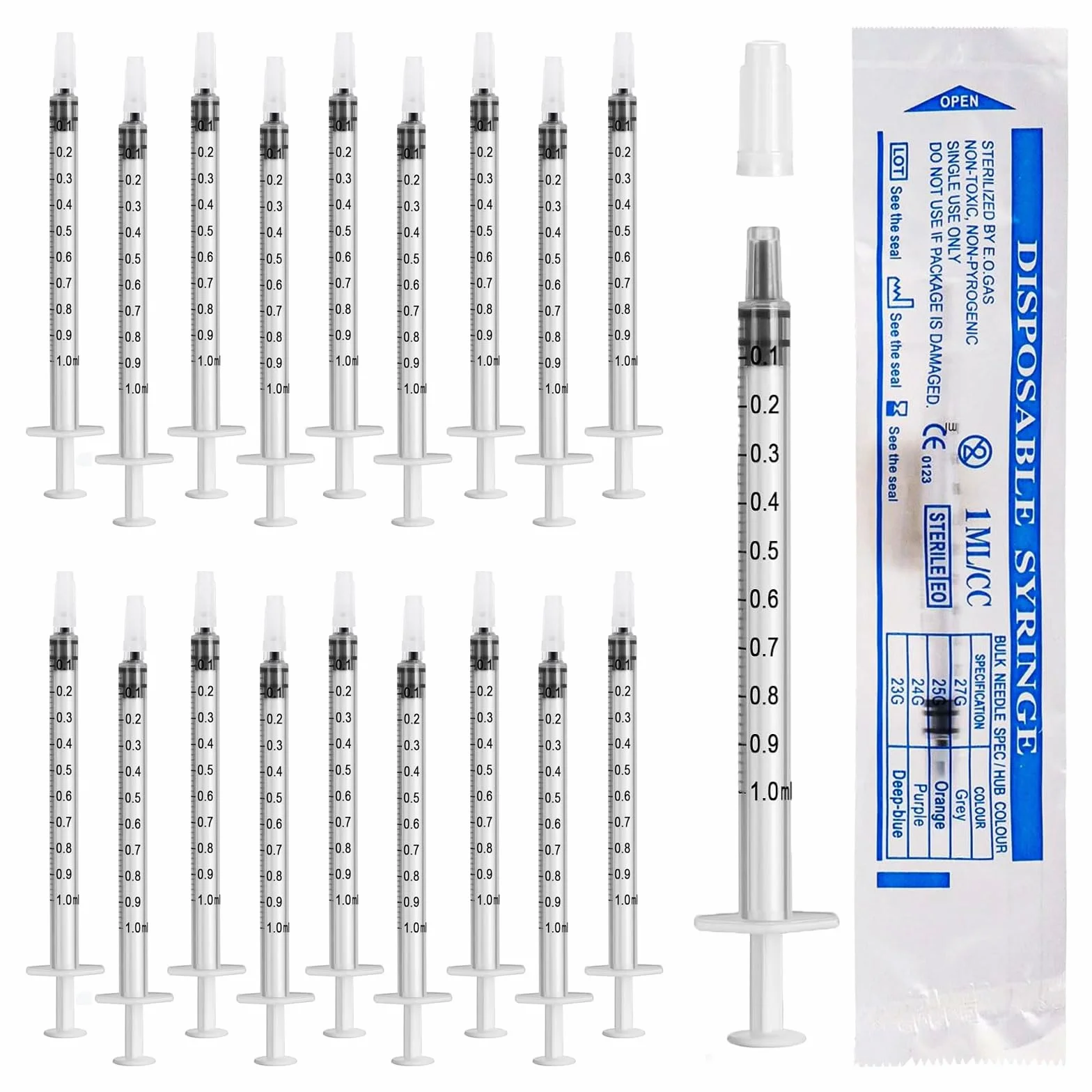 60 sztuk strzykawek 1 ml z nasadką, z tworzywa sztucznego, bez igły, plastikowa strzykawka do uzupełniania i pomiaru oleju, aplikator kleju, do karmienia zwierząt domowych, laboratoriów naukowych