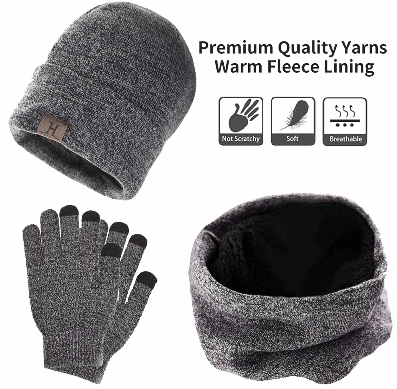 Unisex mężczyźni kobiety zima ciepła dzianinowa szydełkowa czapka beanie nieskończoność szalik rękawiczki do ekranów dotykowych zestawy gruby ocieplacz na szyję luźna czapka z czaszką sporty na