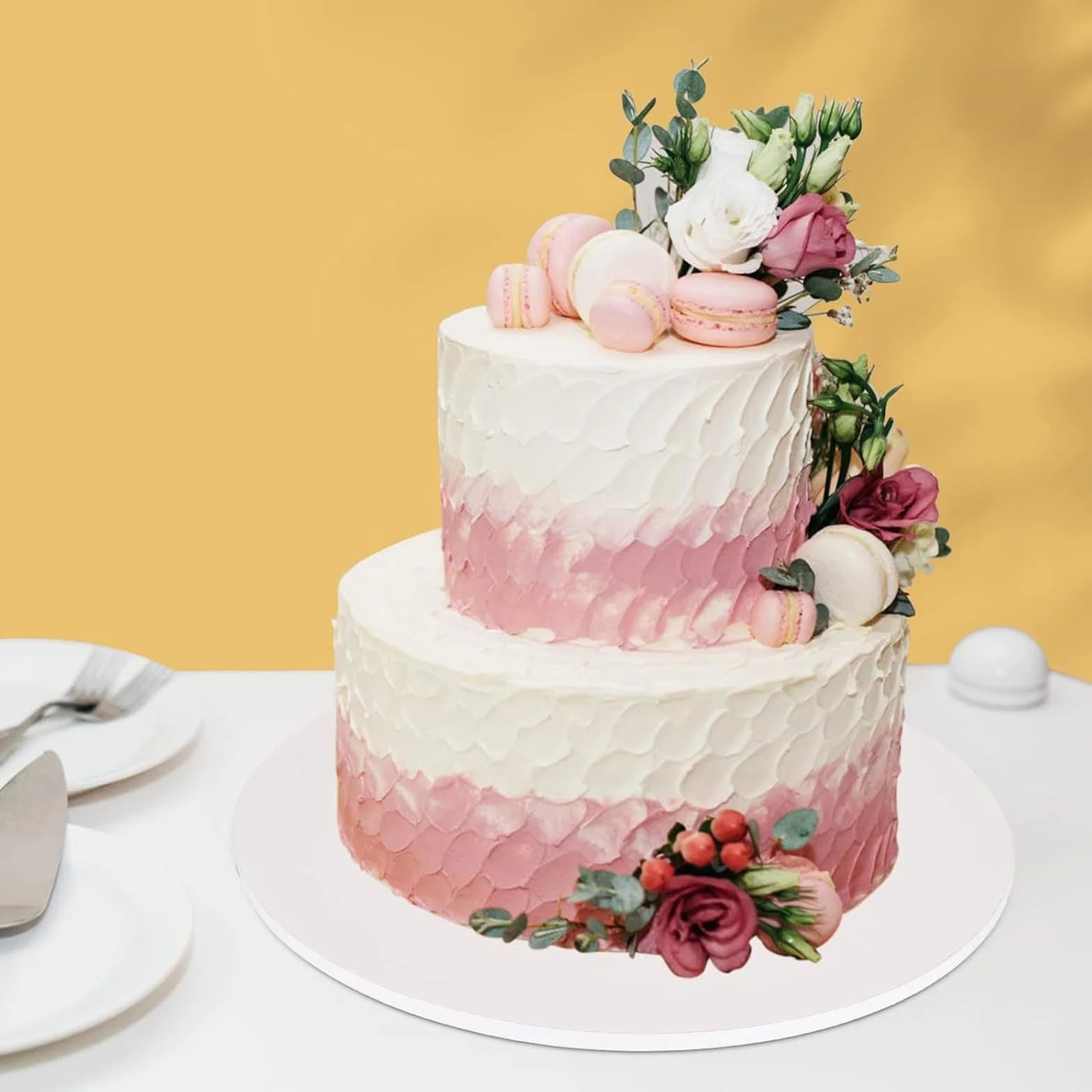 Eymobad 5 x podstawki na tort, okrągłe, 25 cm x 12 mm, wielokrotnego użytku, do przenoszenia ciast i deserów, białe