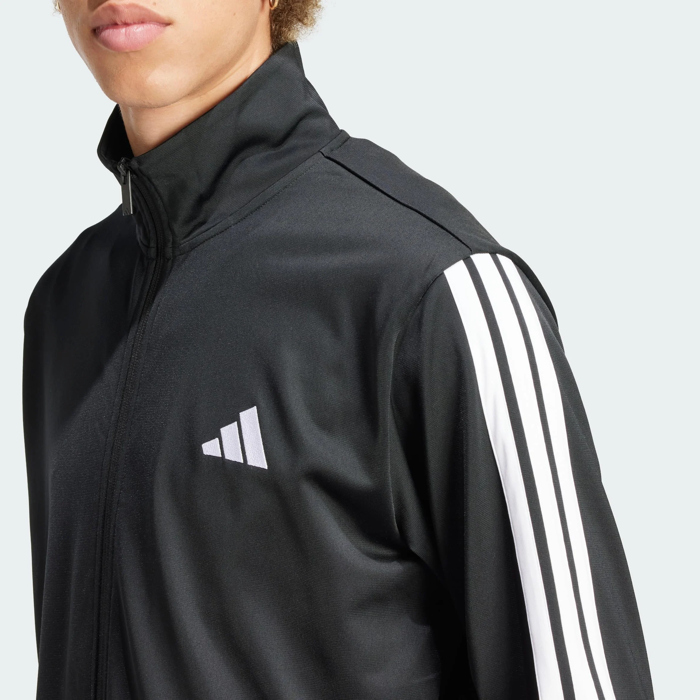 adidas Mężczyźni SPORTSWEAR BASIC 3 STRIPES TRICOT TRACKSUIT, Black, XL