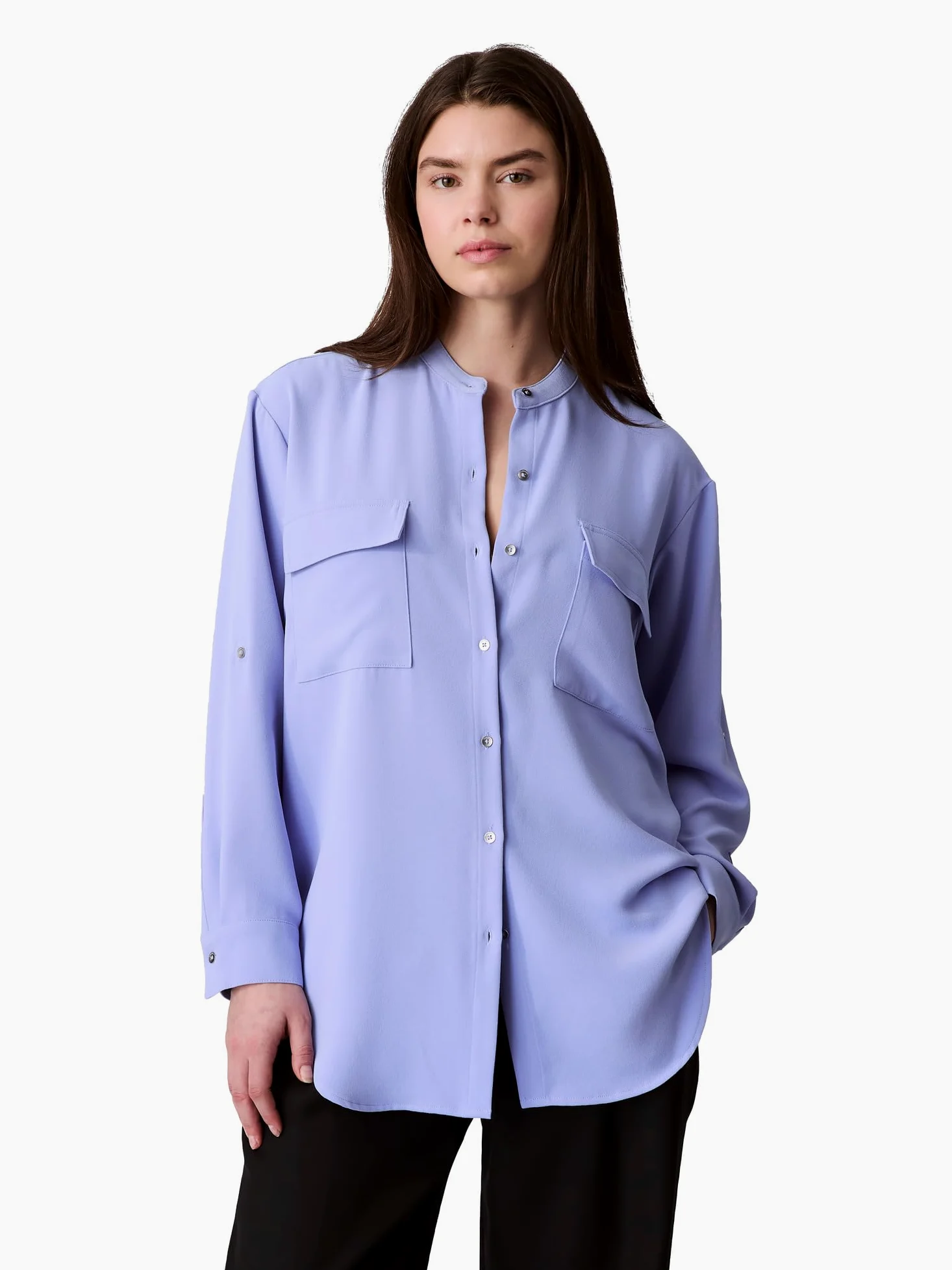 Calvin Klein Luźna koszula z krepy z guzikami Kobiety Crepe Relaxed Button-down Shirt