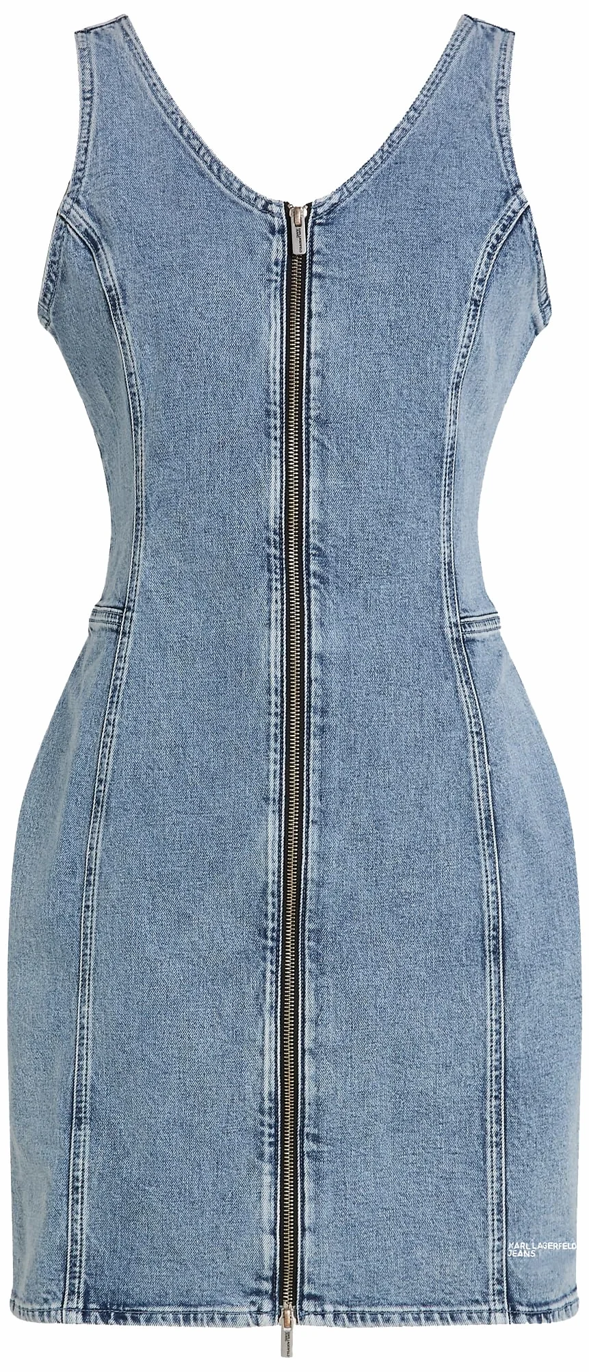 Karl Lagerfeld Jeans, Damska, Sukienka Dżinsowa Z Dekoltem W Serek, Regular Fit