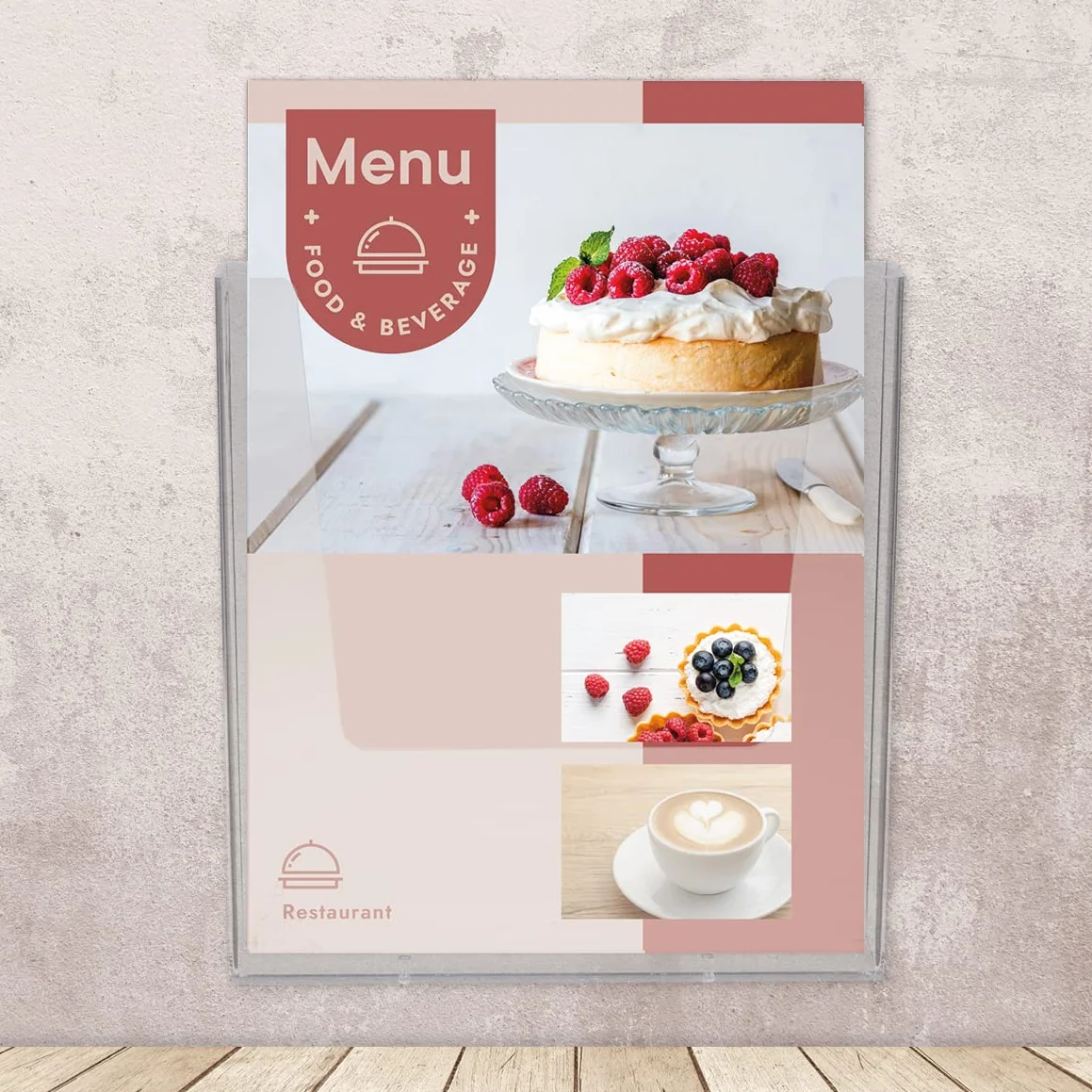 Europel Naścienny uchwyt na broszury, do rozmiaru A4, krystalicznie przezroczysty akrylowy stojak na literaturę i dozownik, broszura, ulotka, menu i dozownik do biura, restauracji i recepcji, portret