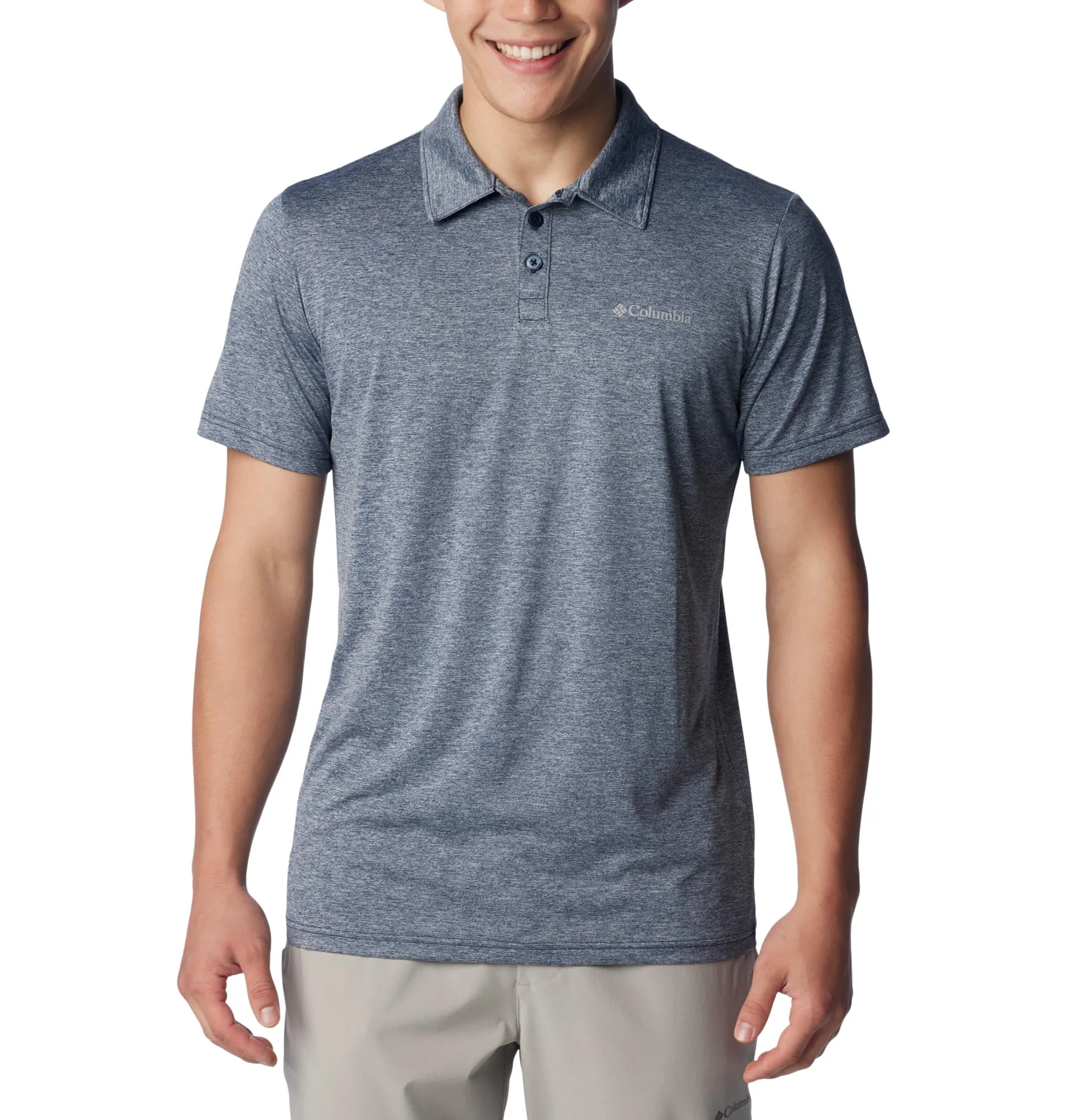 Columbia Męska koszulka polo turystyczna Kolegiata Navy Heather M