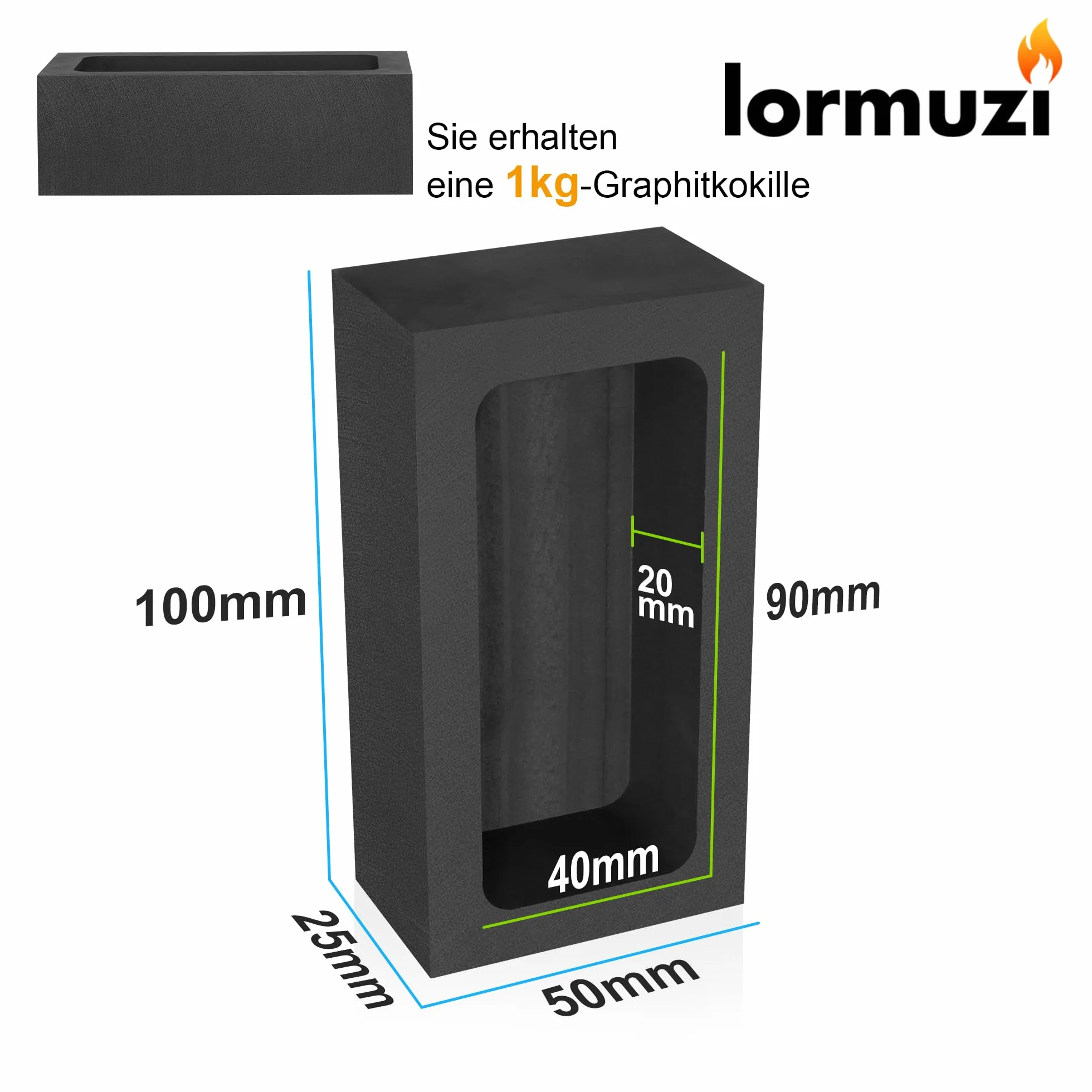 lormuzi (1KG-opakowanie 4) Formierka z grafitem Wysokiej czystości formierka do prętów grafitowych Złoto-srebro-aluminium-miedź-mosiądz-cynk-ołów-stop Metalowa forma do odlewania