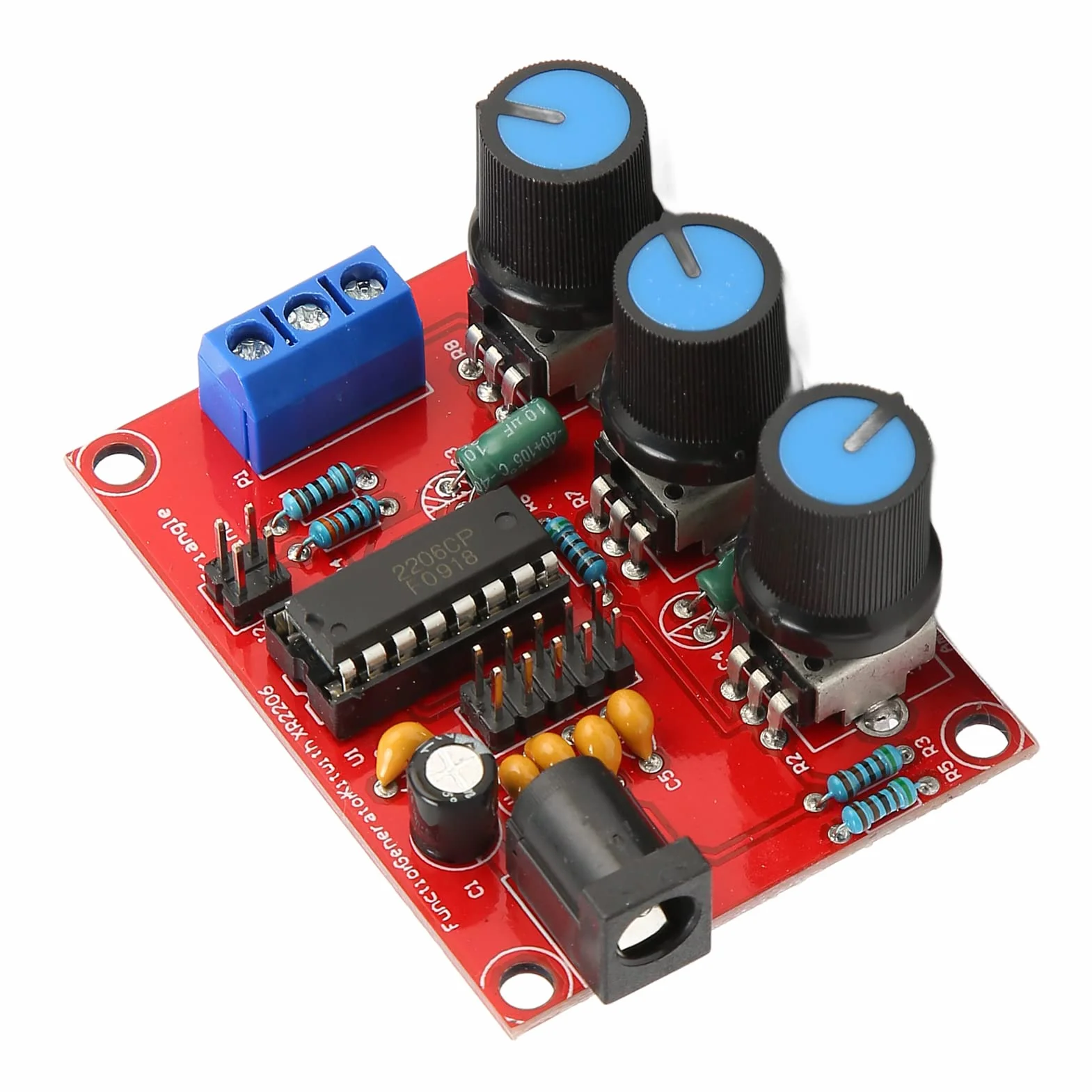 Zestaw Generatora Sygnału, XR2206 Precyzyjny Generator Sygnału Funkcji Moduł Częstotliwości Wyjście Trójkąta Sinusoidalnego Kwadrat 1Hz-1MHz Generator Sygnału Wejściowego 9-12V DC