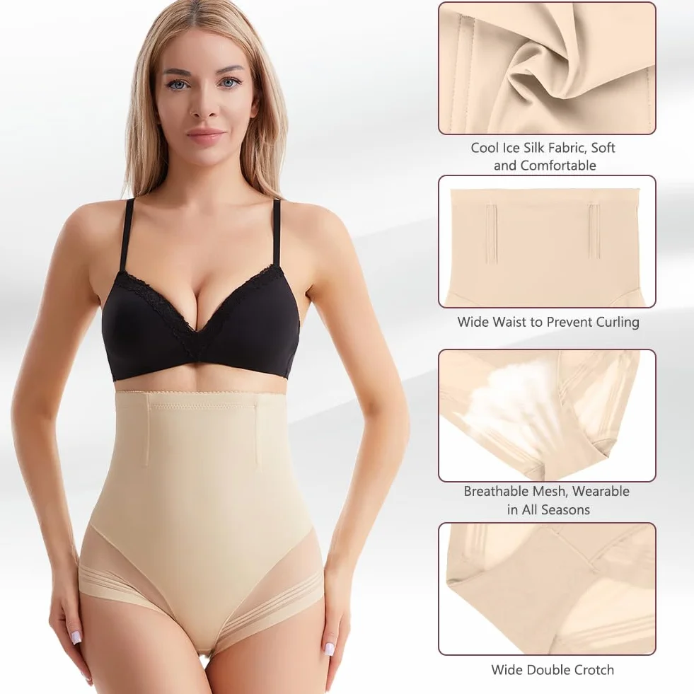 DiULi Damskie majtki wyszczuplające brzuch, wysoka talia, majtki gorsetowe, modelujące figurę, bielizna modelująca sylwetkę, bielizna modelująca, kontrola podbrzusza, lekka tkanina, kolor skóry