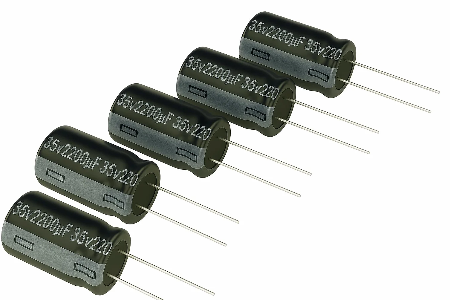 Kondensator elektrolityczny THT, 2200µF, 35V DC, Ø16x25mm, ±20%, zestaw 5 szt