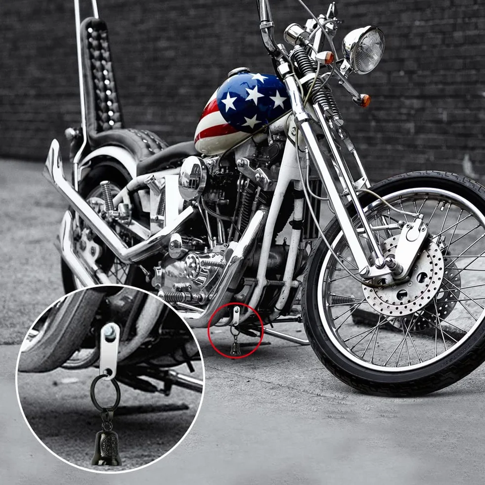Skrzydła anioła, dzwonek strażnika do motocykli: krzyż Gremlin Bell motocykl, breloki do kluczy, akcesoria motocyklowe, szczęśliwe prezenty wikingów dla mężczyzn i kobiet