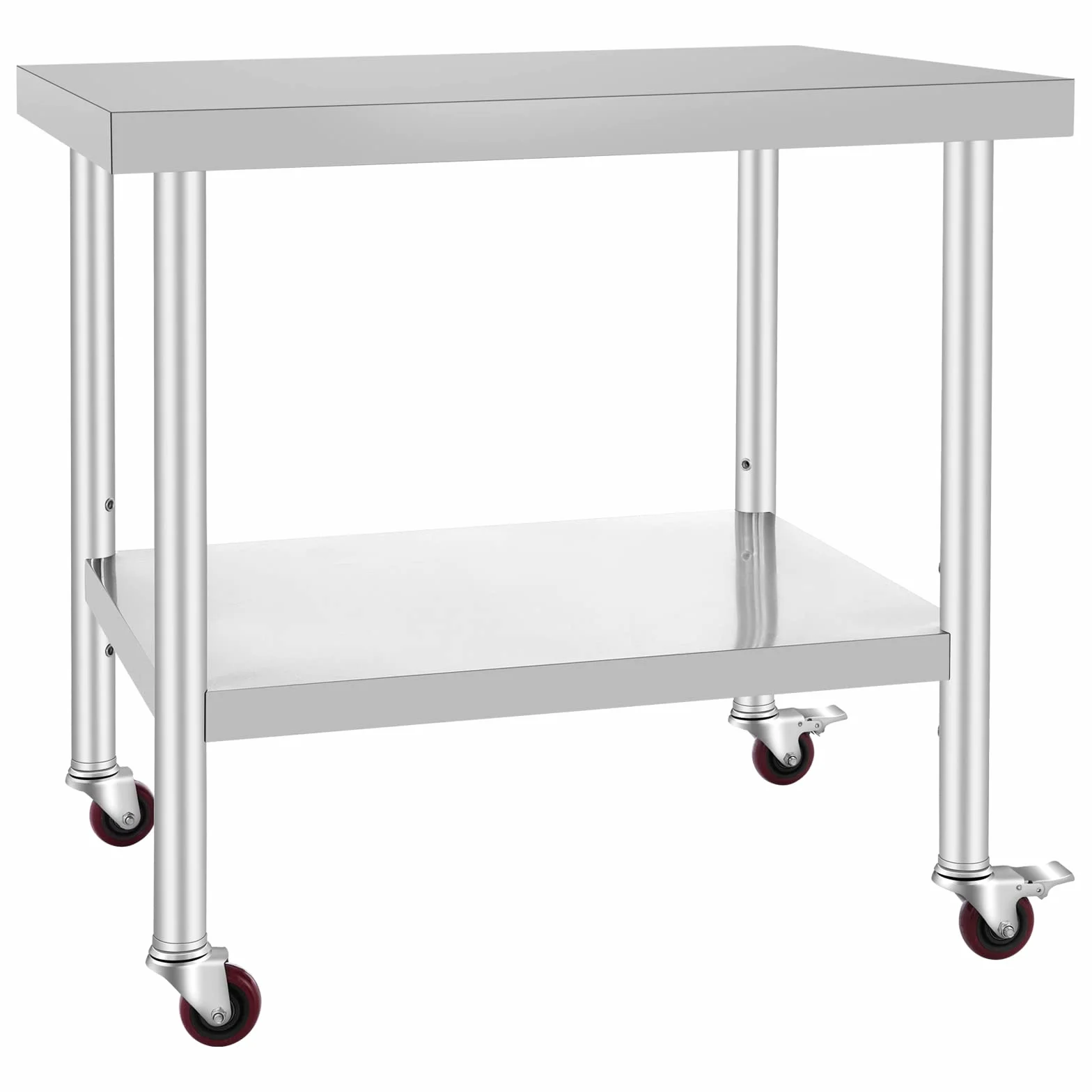 VEVOR Stół roboczy ze stali nierdzewnej blat do kuchni 76x91x86cm profesjonalny blat roboczy 4 koła do przygotowania żywności