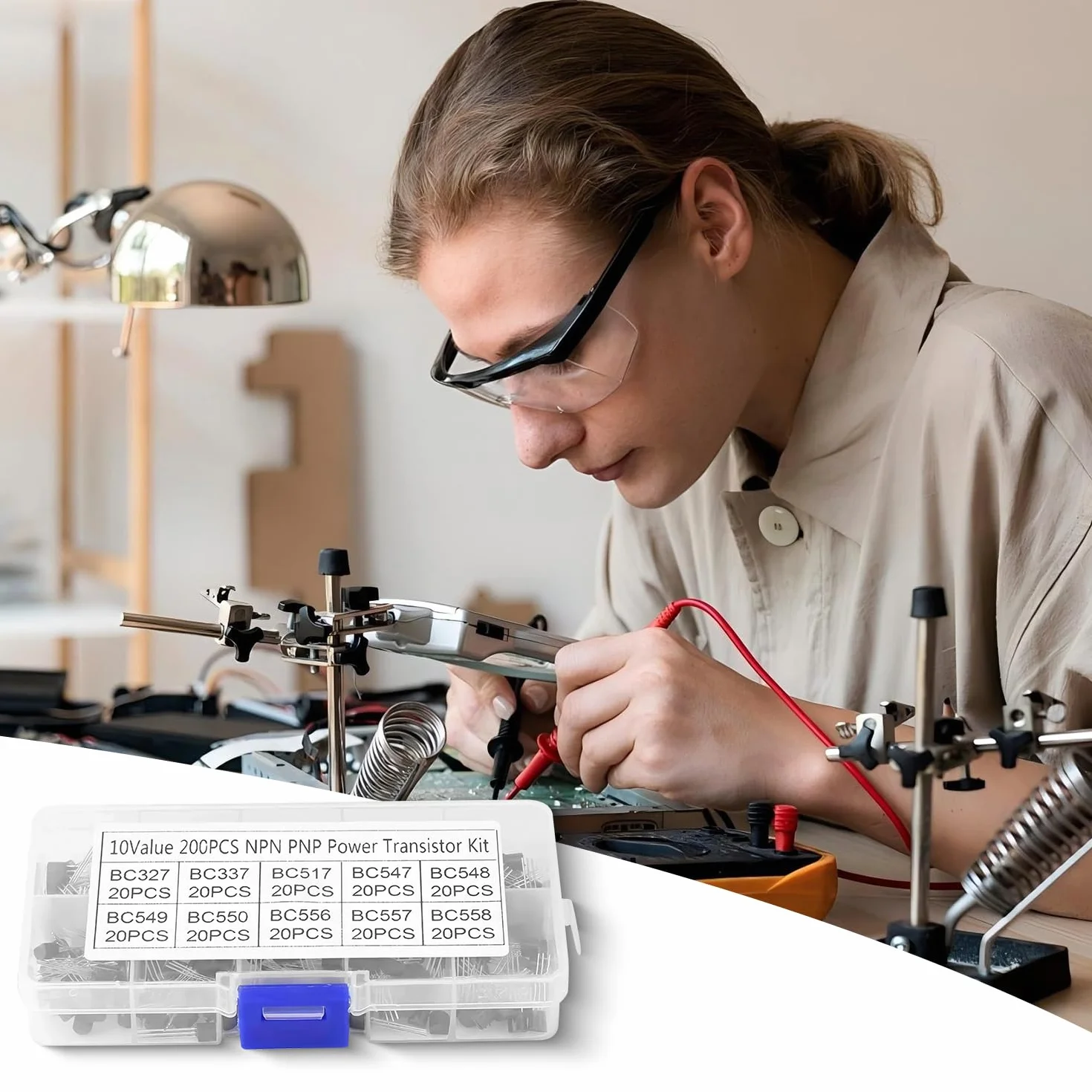 Tissting Tranzystory ogólnego przeznaczenia, Zestaw 200 sztuk 10 wartości BC327-BC558 NPN PNP do projektów elektronicznych, TO-92, dla profesjonalistów i entuzjastów elektroniki