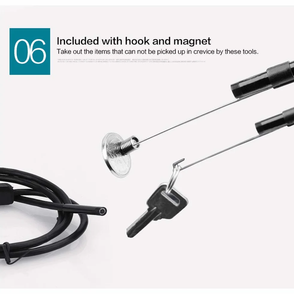 Endoskop, obiektyw szerokokątny 7 mm 2 m wodoszczelny 6 LED android endoskop mini USB cable endoscope