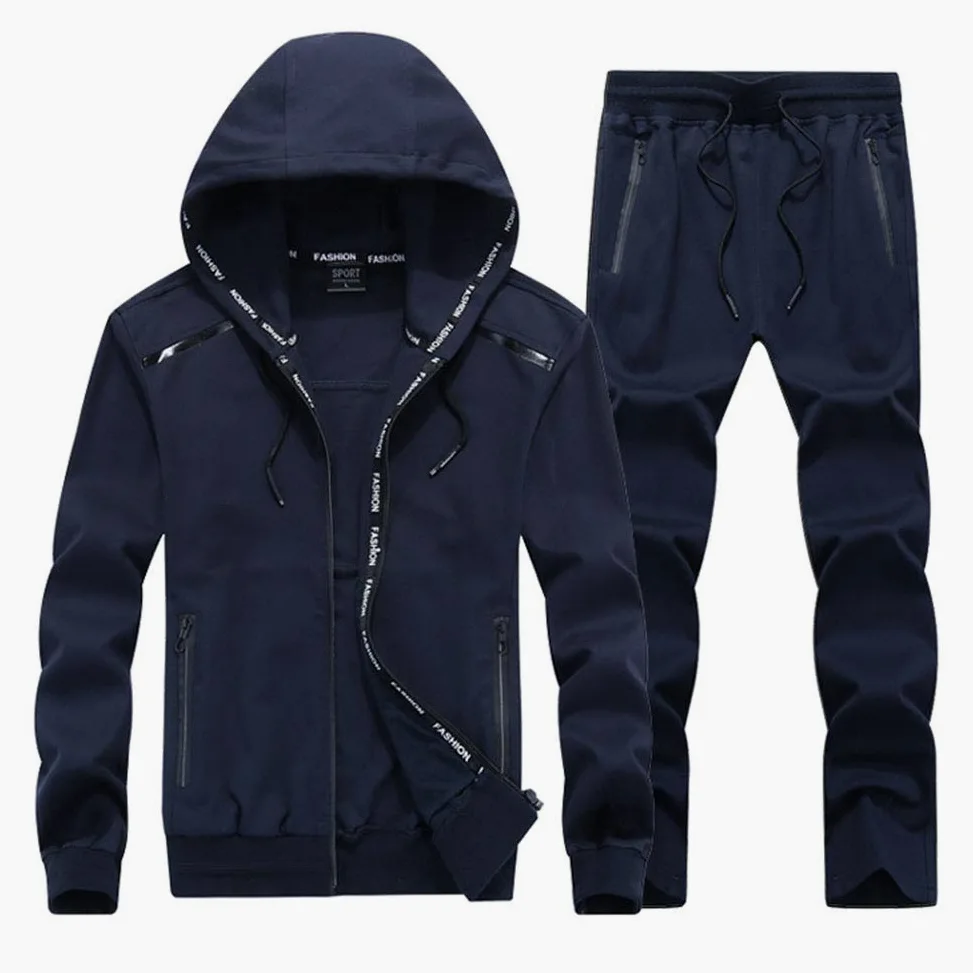 Męski zestaw dresów w rozmiarze plus casual strój do ćwiczeń strój do biegania odzież sportowa zapinana na zamek bluza z kapturem z kapturem i dół do joggingu strój na siłownię