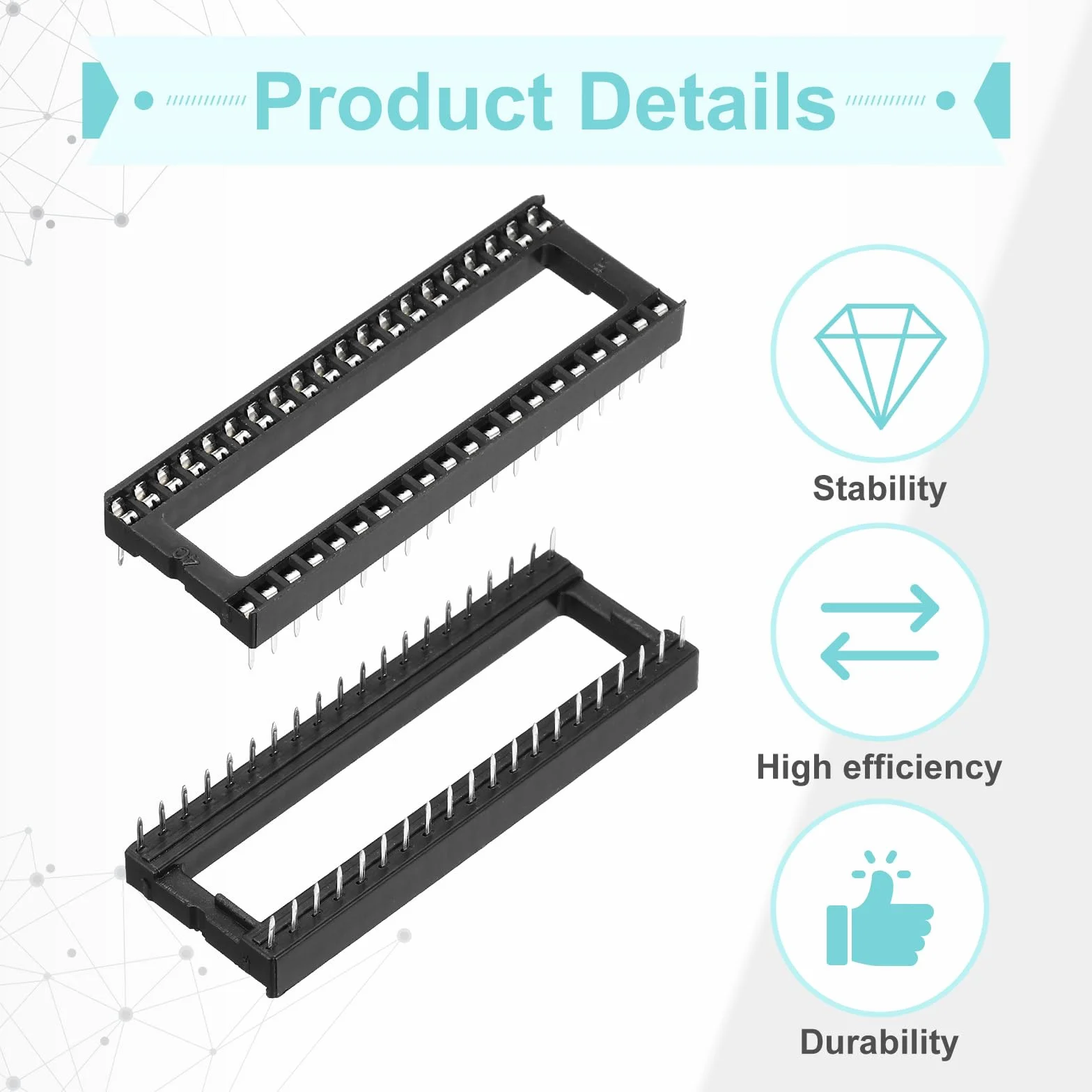 QUARKZMAN 10 sztuk DIP IC Chip Socket Adapter 40 Pin IC Asortyment Kit 2,54 mm/0,1" Pitch do projektu Breadboard, PCB Board Design