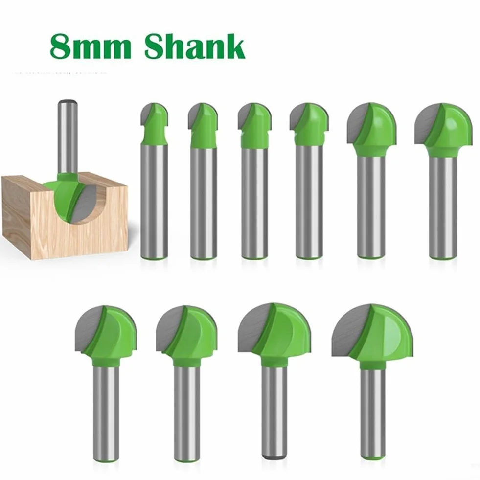 Frez kulkowy, 8 mm, trzpień, okrągły frez końcowy do CNC, narzędzie do cięcia drewna ze stopu węglika spiekanego, do płyty MDF, sklejki, płyty wiórowej, obróbki drewna, 8 x 8 cm