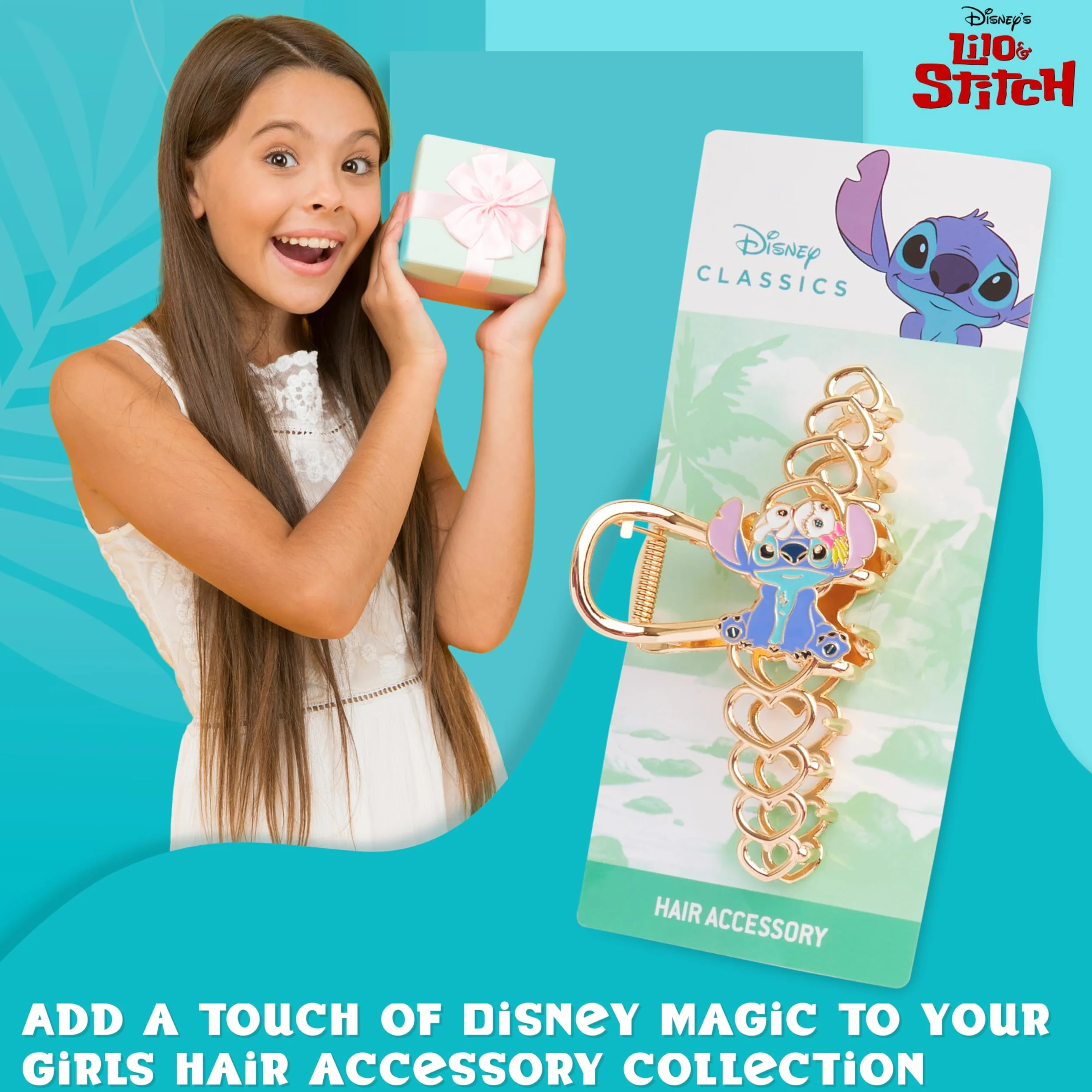 Disney Stitch Spinka do włosów Claw dla nastolatek, urocze akcesoria do włosów - prezenty dla dziewczynek