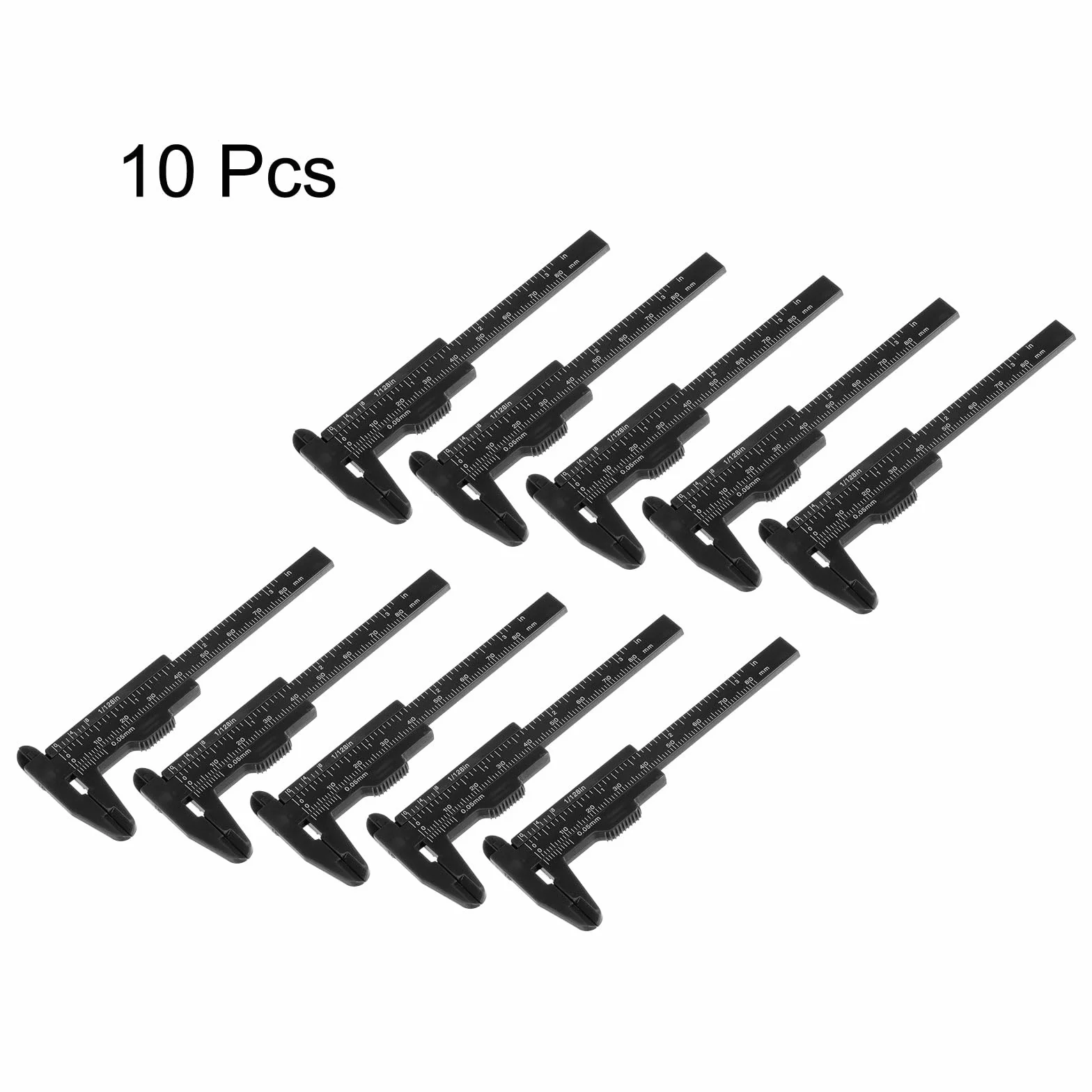 QUARKZMAN 10 szt. mini plastikowa suwmiarka 80 mm 3" suwmiarka przenośna linijka narzędzie pomiarowe (metryczne/cale) czarna