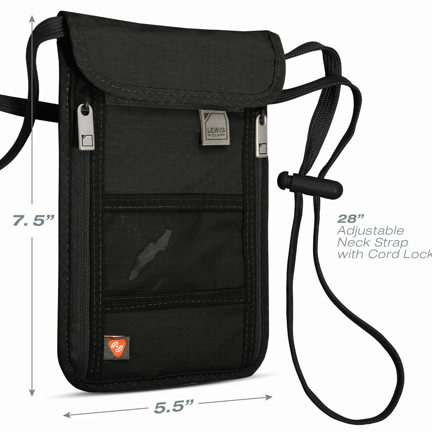 Lewis N. Clark Saszetka RFID, Czarny, One Size
