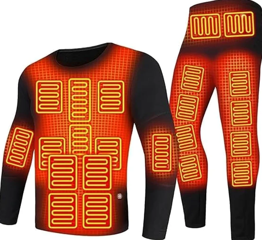 Zestaw Bielizny Podgrzewanej Elektrycznie Odzież Motocyklowa Męska Polarowa Koszulka Termoaktywna 22-strefowa Podgrzewana Bielizna Zewnętrzna USB (Color : Man, Size : 3XL)