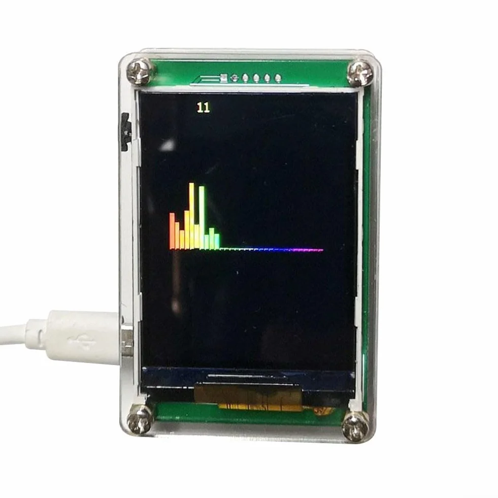 Besttoolifes Analizator widma audio, sterowany głosem, miernik VU, 2,4 cala, rytm HD LCD, kolorowy wyświetlacz symulacyjny, 10 trybów, analizator spektrum audio USB