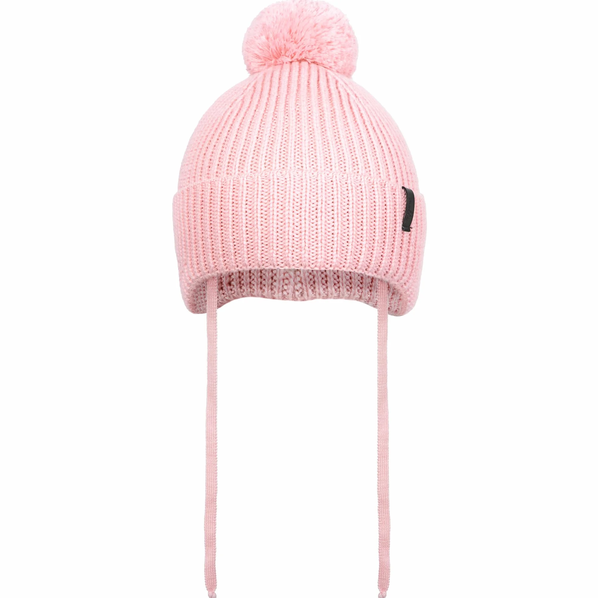 molti Dziecięca czapka zimowa beanie ze 100% wełny merino z podszewką z polaru, czapka z dzianiny z tasiemkami i pomponem, ciepła i miękka, Öko-Tex, rozmiar 46-48, brązowa