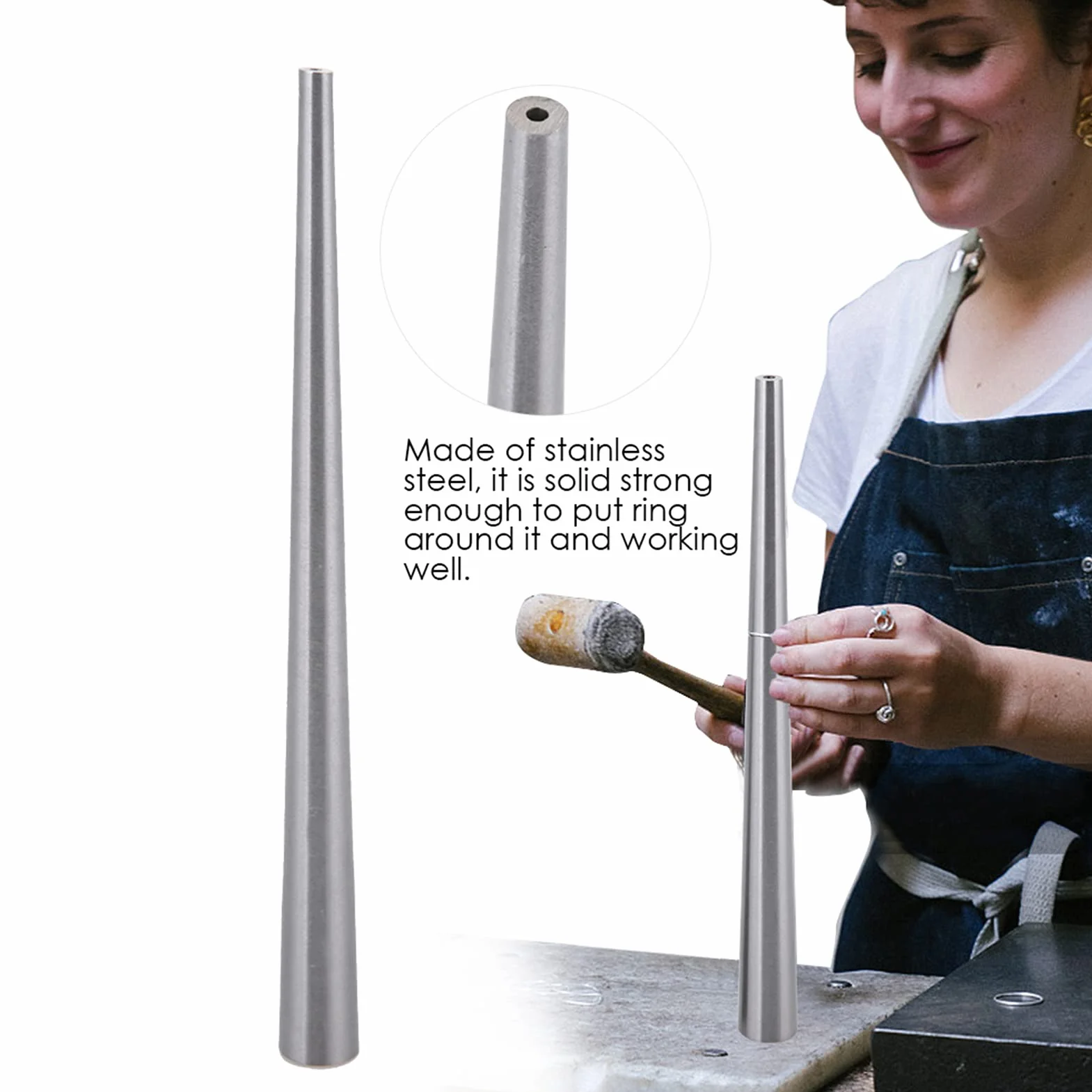 Stalowy trzpień, Stick Mandrel Sizer Narzędzie do Biżuterii Pierścionek Ring Forming (18,5 cm) Okrągły Sizer Stick Uk Prime ze Stali Nierdzewnej Powiatnik