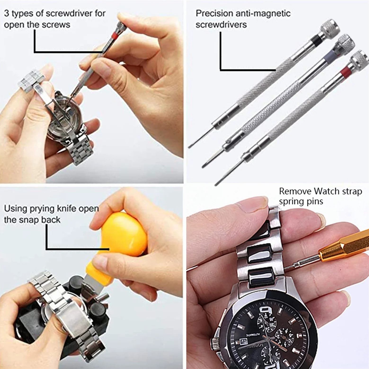 Zestaw narzędzi do naprawy Narzędzia Watch Multi Funkcja Zestaw narzędzi ręcznych Zestaw narzędzi Remover Shell Otwieracz i Watch Battery Wymiana paska Igła Do majsterkowania i naprawy kabli(16pcs)