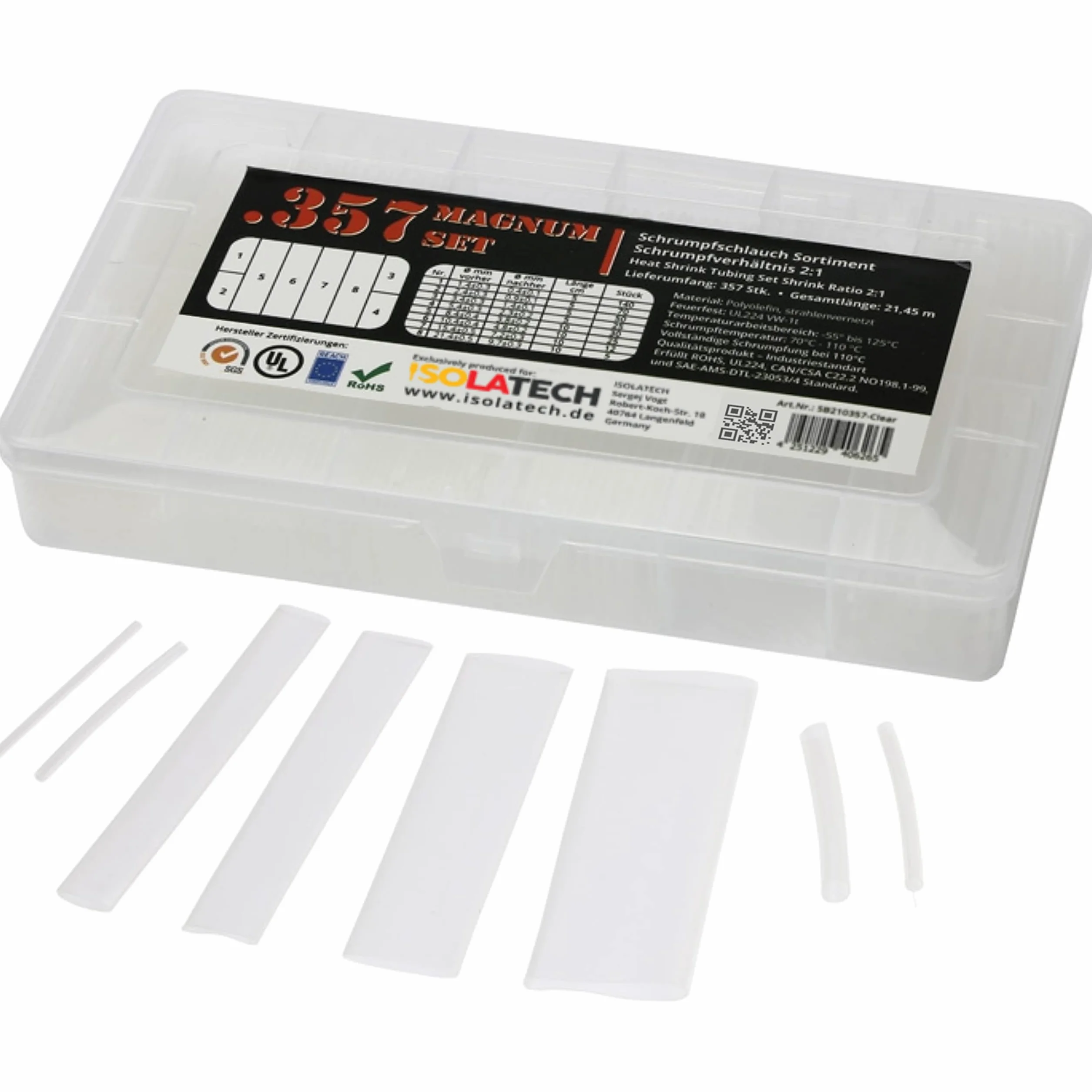 ISO-PROFI® 357-Magnum rura termokurczliwa pudeko asortyment 2:1 przezroczyste