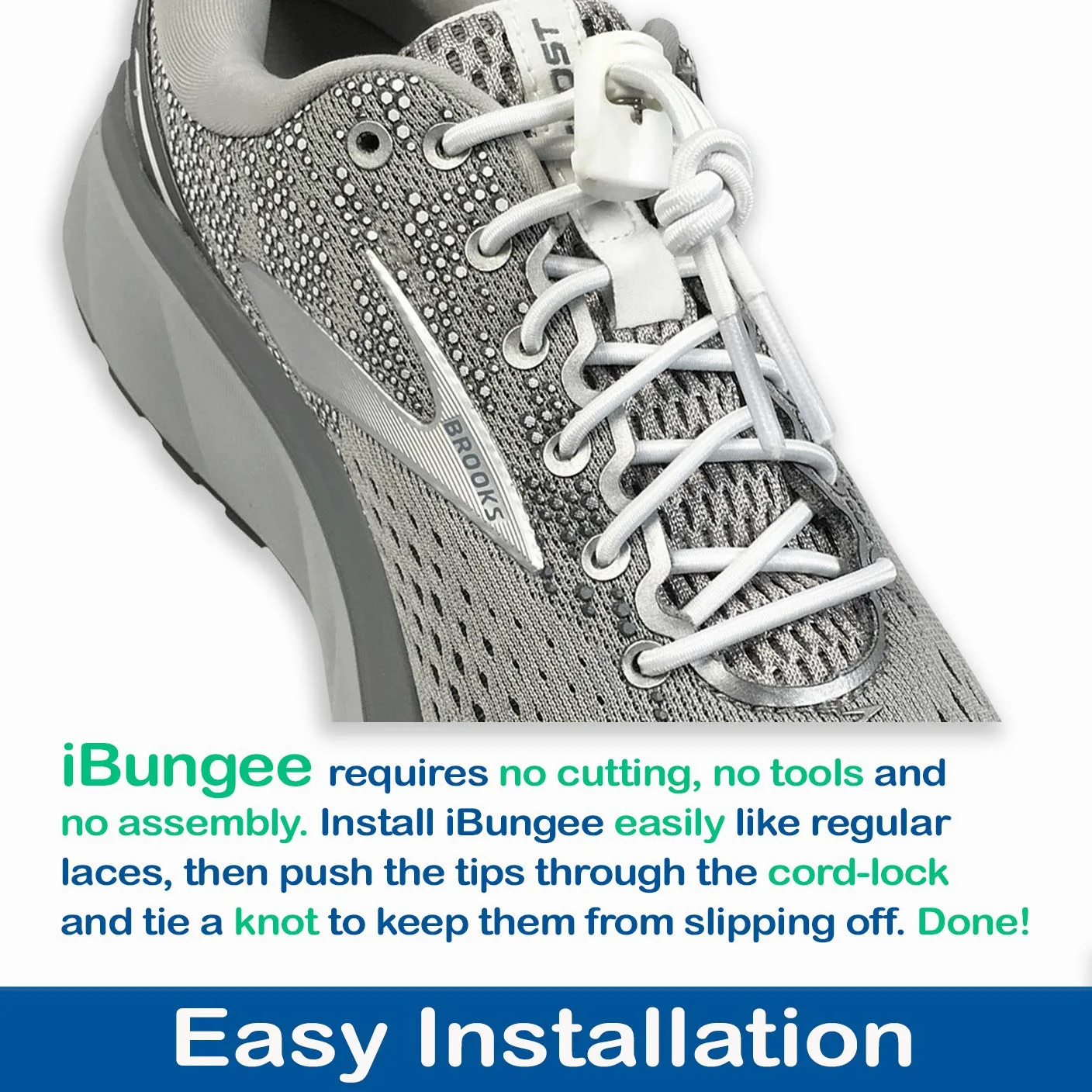 iBungee Laces (Elastic No Tie Shoelaces) (Made in the USA)