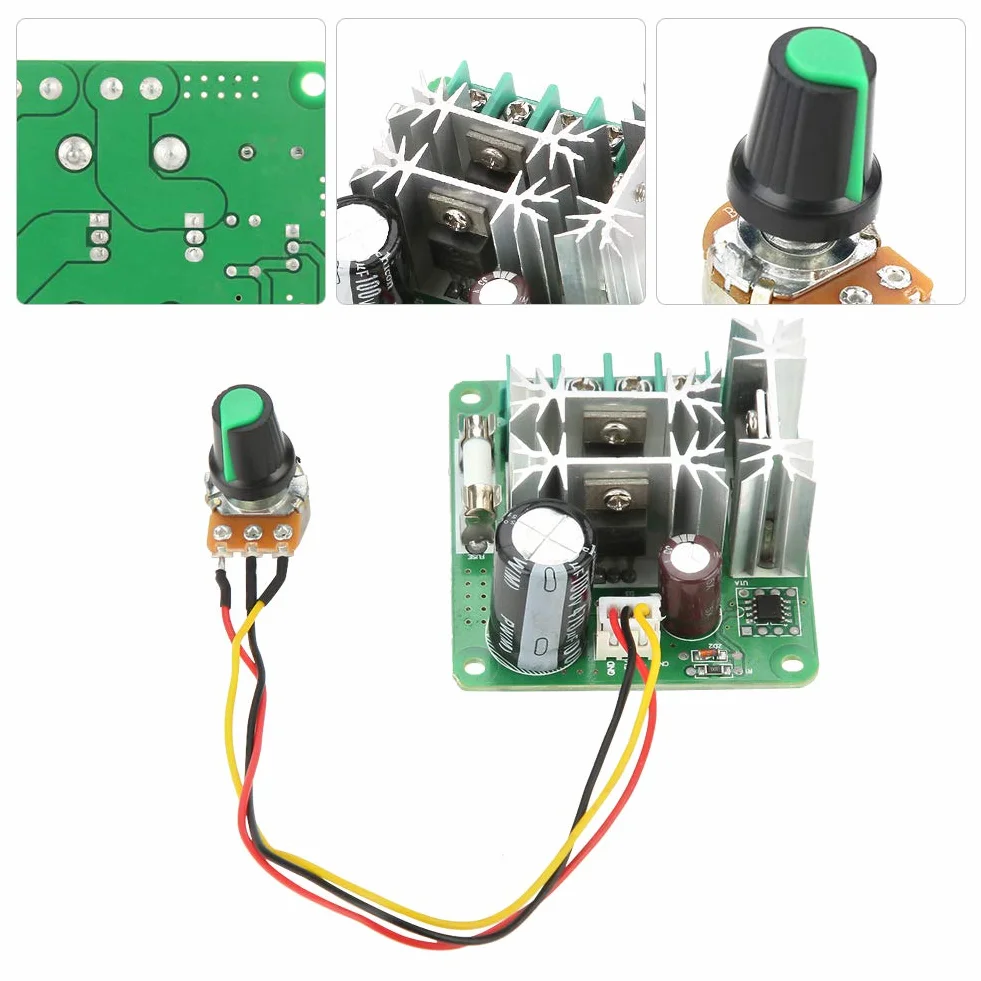6V-90V 15A DC Kontroler prędkości silnika PWM, uniwersalny regulowany przełącznik prędkości sterownika płytka modułu regulatora z pokrętłem potencjometru do PCL 0.01-1000W Fans Power