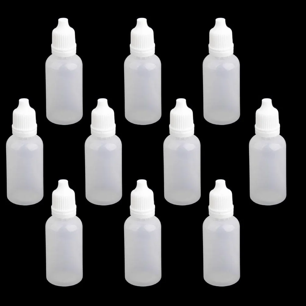 Butelka z zakraplaczem, 20 ml, opakowanie 10 sztuk, biały LDPE, dozownik na płyny, krople do oczu, oleje