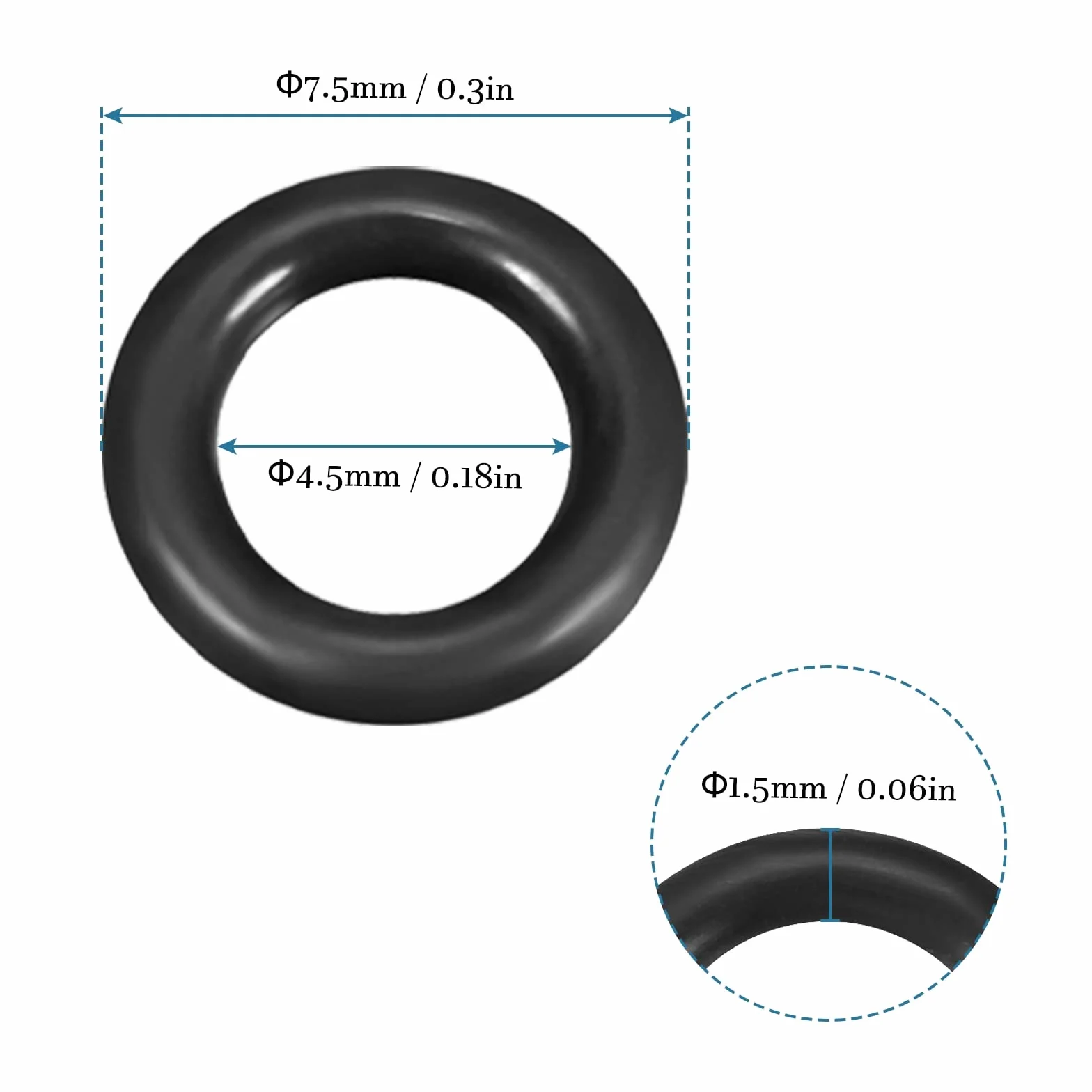 QUARKZMAN 50 sztuk kauczuku nitrylowego o-ringi, okrągłe podkładki 7,5 mm x 4,5 mm x 1,5 mm do kranu hydraulika, uszczelki, połączenia, czarne