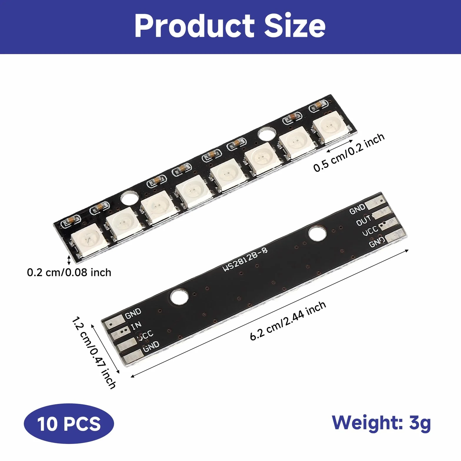 HENGBIRD 10 sztuk 8 bitów WS2812 RGB LED moduł modułu deweloperskiego, wbudowane sterowniki WS2812 5050 RGB 8-bitowe paski świetlne z 8 diodami LED, 5 V programowalne do Arduino Raspberry Pi ESP32