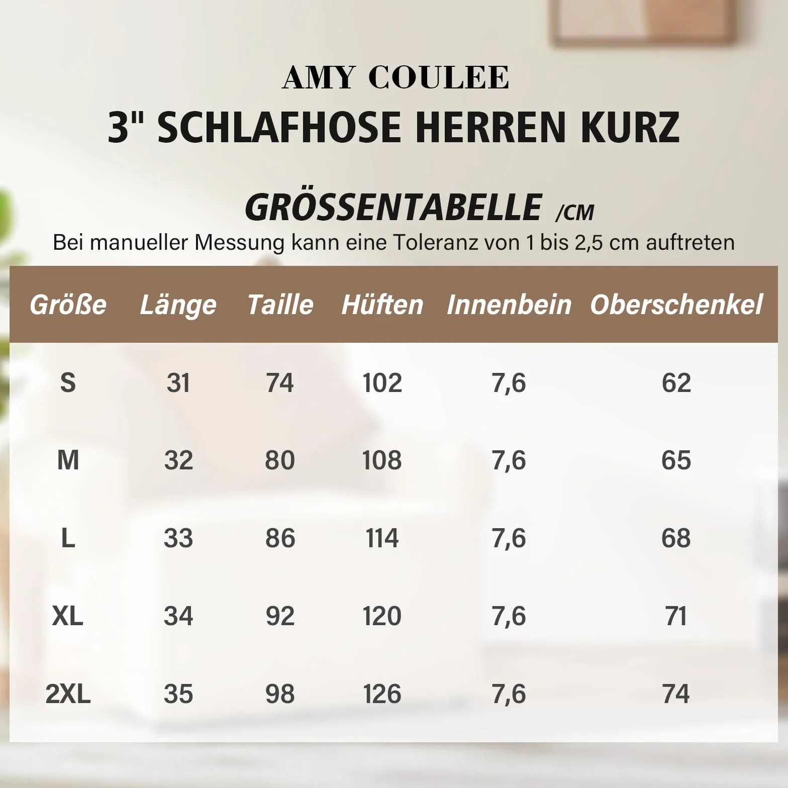 Amy Coulee Męskie spodenki do spania, krótkie, bawełniane, 8 cm, lekkie spodnie piżamowe, krótkie spodenki z rozcięciami po bokach