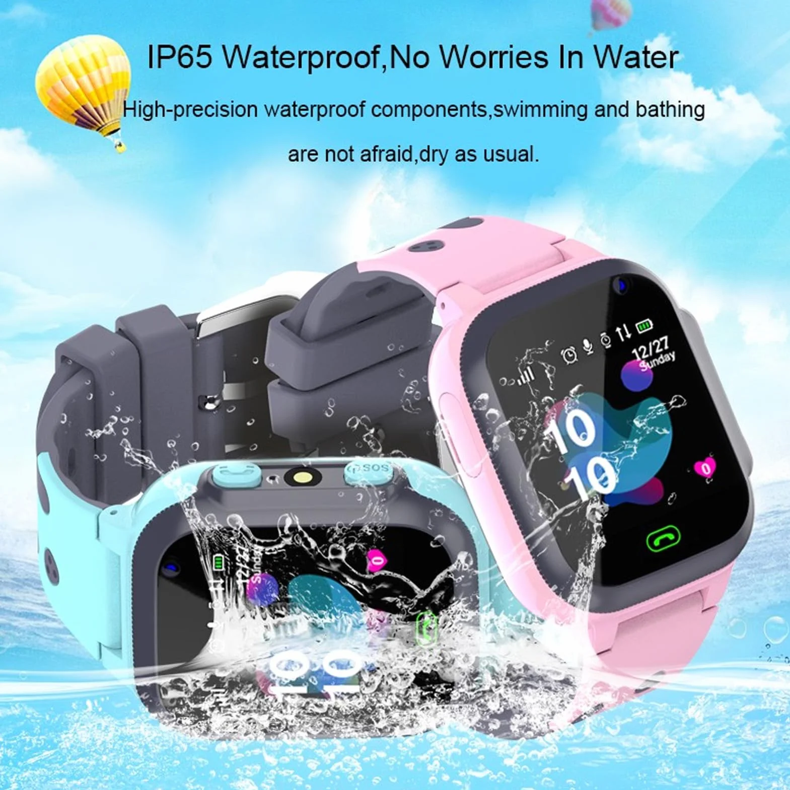 1,44-calowy Smartwatch dla Dzieci, 2-kierunkowe Połączenia Głosowe Inteligentny Zegarek dla Dzieci z Pozycjonowaniem LBS w Czasie Rzeczywistym, Ekran Dotykowy, IP65, Tryb Klasowy