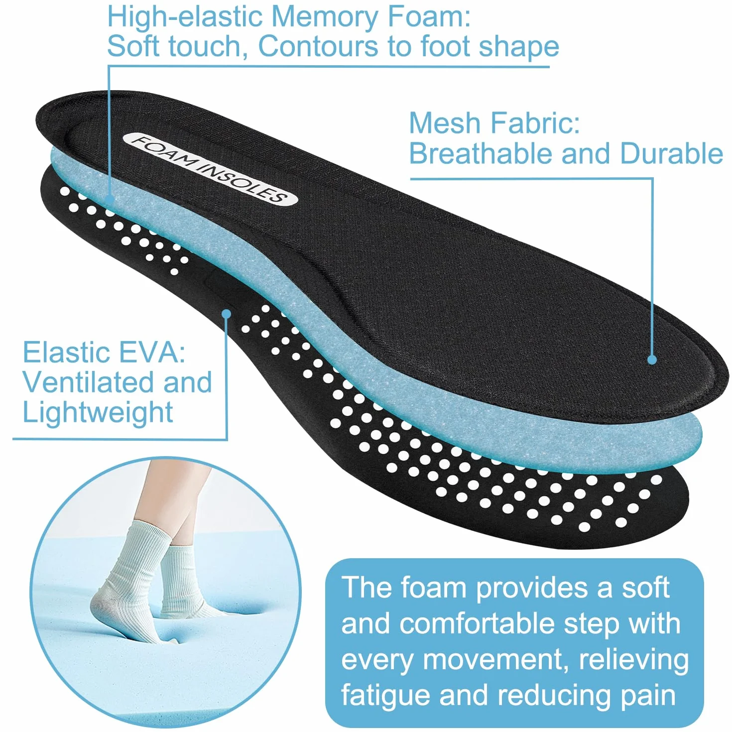 Endoto Wkładki do Skechers Butów, Pianka Mémoire Zamiennik Elastyczna Wkladka Zamienne Insoles Replacement Insert(42 EU)