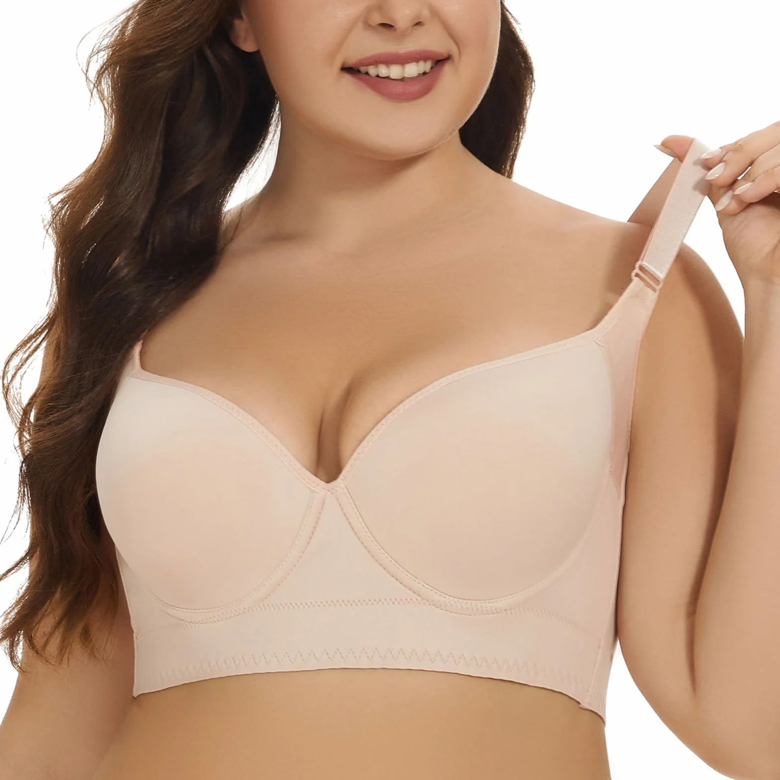 Postpartum Recovery Bras High Compression Push Up Camisole Bra 8-Row Buckles Beige 90/40D