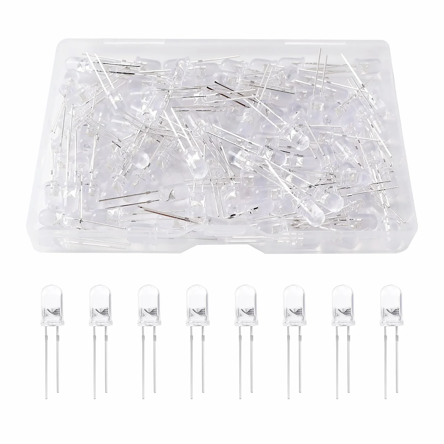 YIXISI 100 Sztuk 5mm Zestaw Diod LED, 2-Pinowe Diody Elektroluminescencyjne, Diody LED, Biały