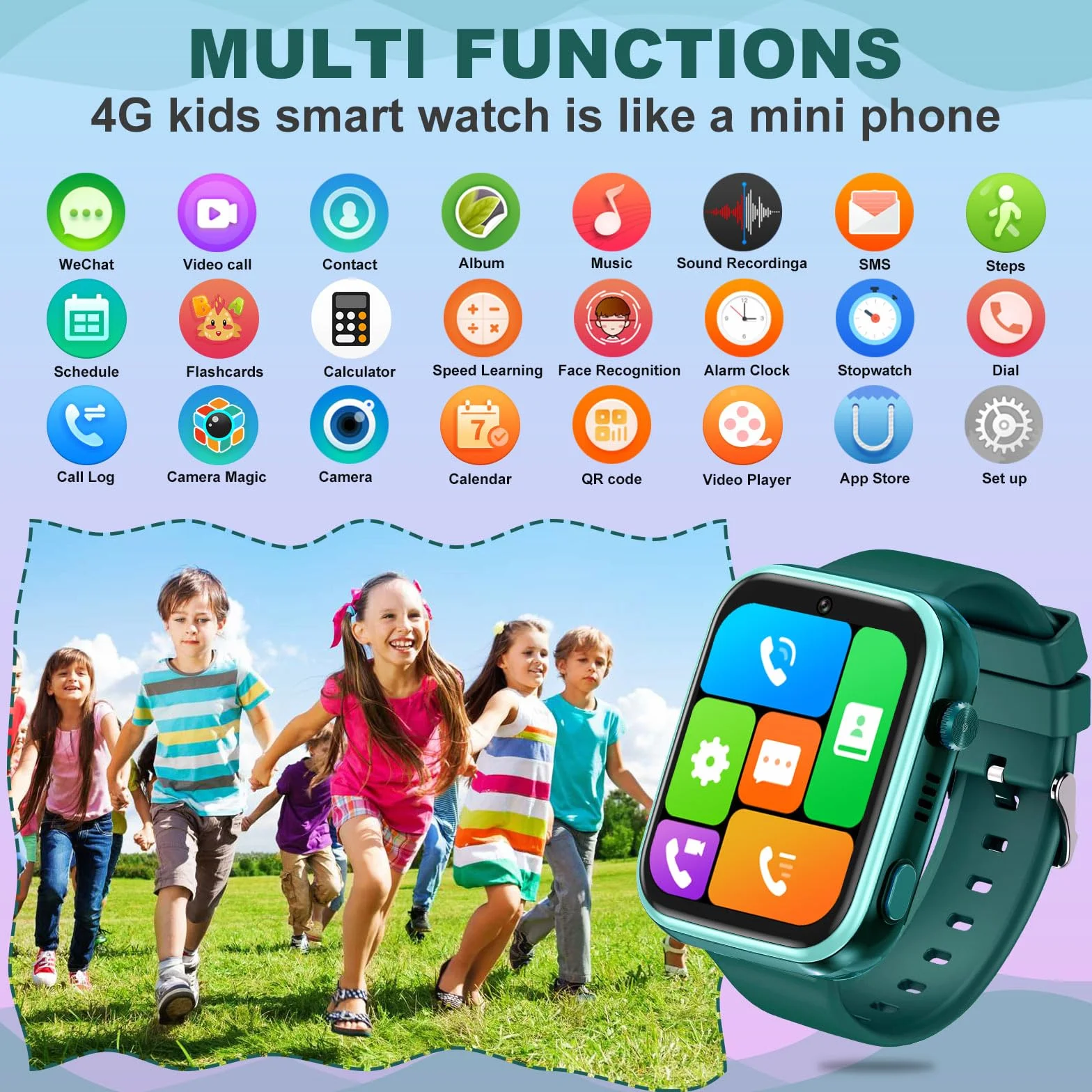 OKYUK Smartwatch 4G dla dzieci z GPS, SOS, wodoodporny, T45