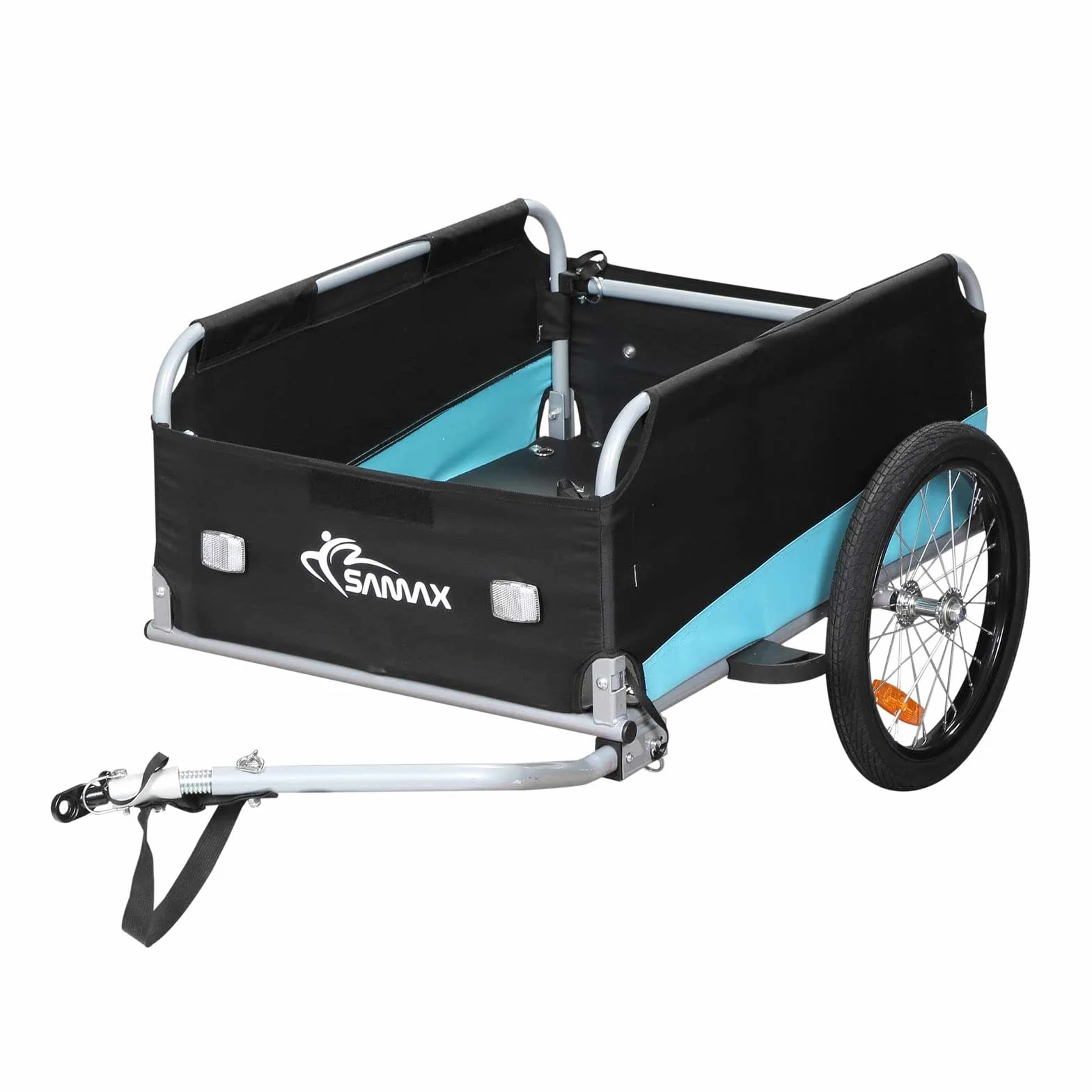 SAMAX Transport przyczep rowerowych z pokrowcem i sprzęganie, bagaż podręczny 40 kg / 120 litrów w kolorze niebieskim/szarym - edycja sportowa