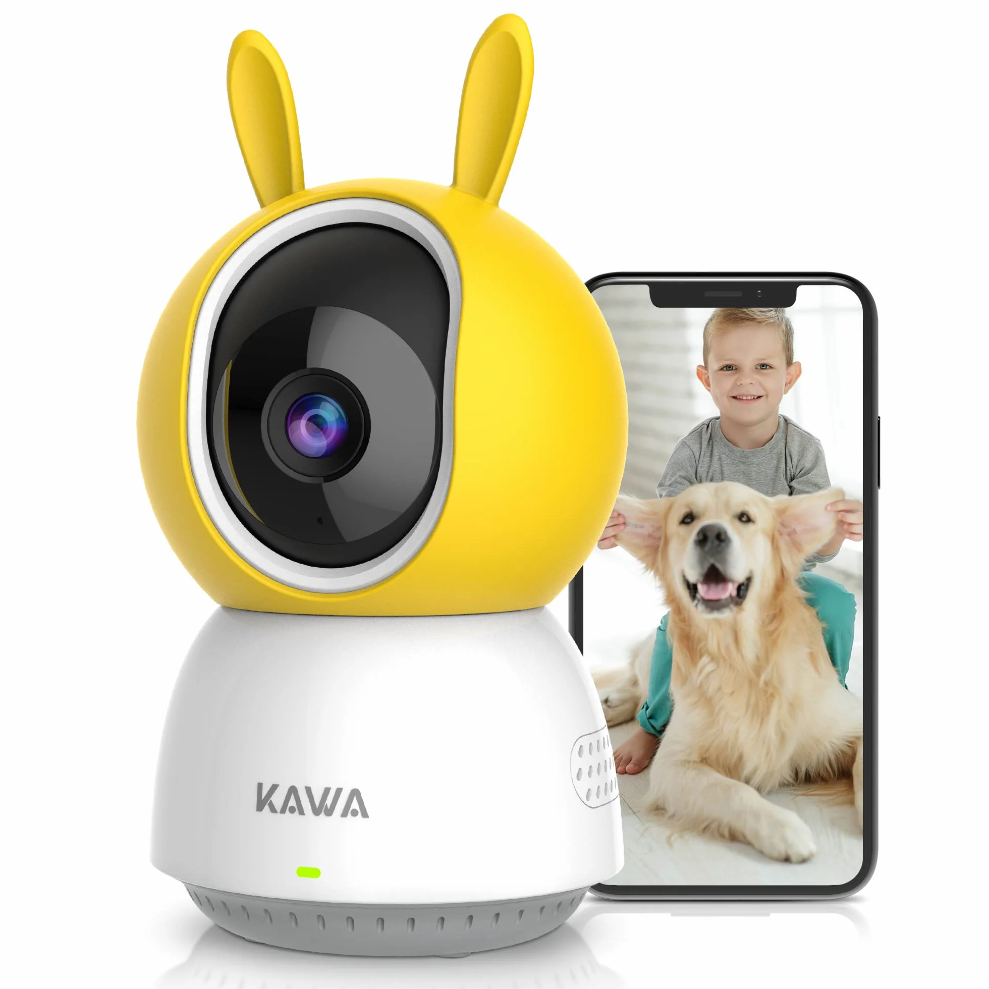 KAWA babyphone 2K WiFi 360°. Kamera IP do domu/zwierząt, audio 2-drogowe, nocniki, wykrywanie ruchu, chmura/karta TF, Alexa.