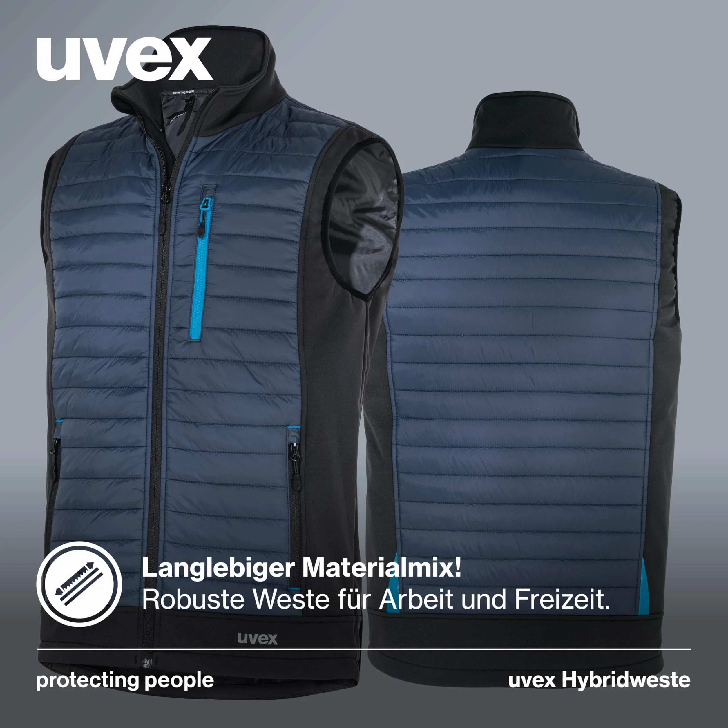 Uvex Tune-up męska kamizelka hybrydowa – pikowana kamizelka – wytrzymała kamizelka robocza