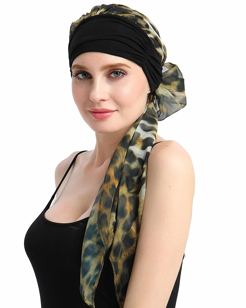 FocusCare chemo turban nakrycie głowy dla kobiet po chemioterapii chorych na raka, Leopard, jeden rozmiar