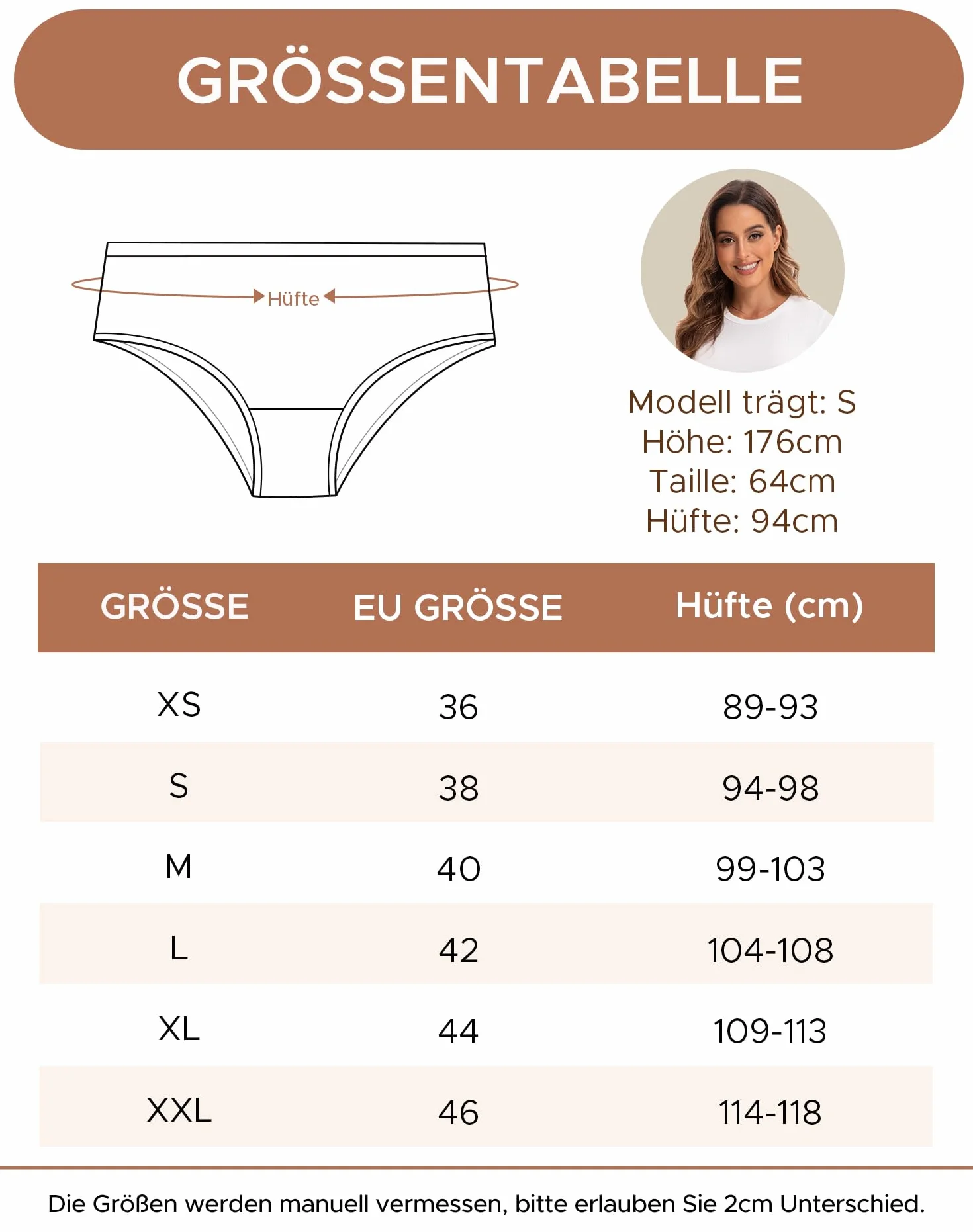 INNERSY Majtki damskie, bawełna, średnia talia, hipsterska, bielizna damska, bikini, 6 sztuk w opakowaniu