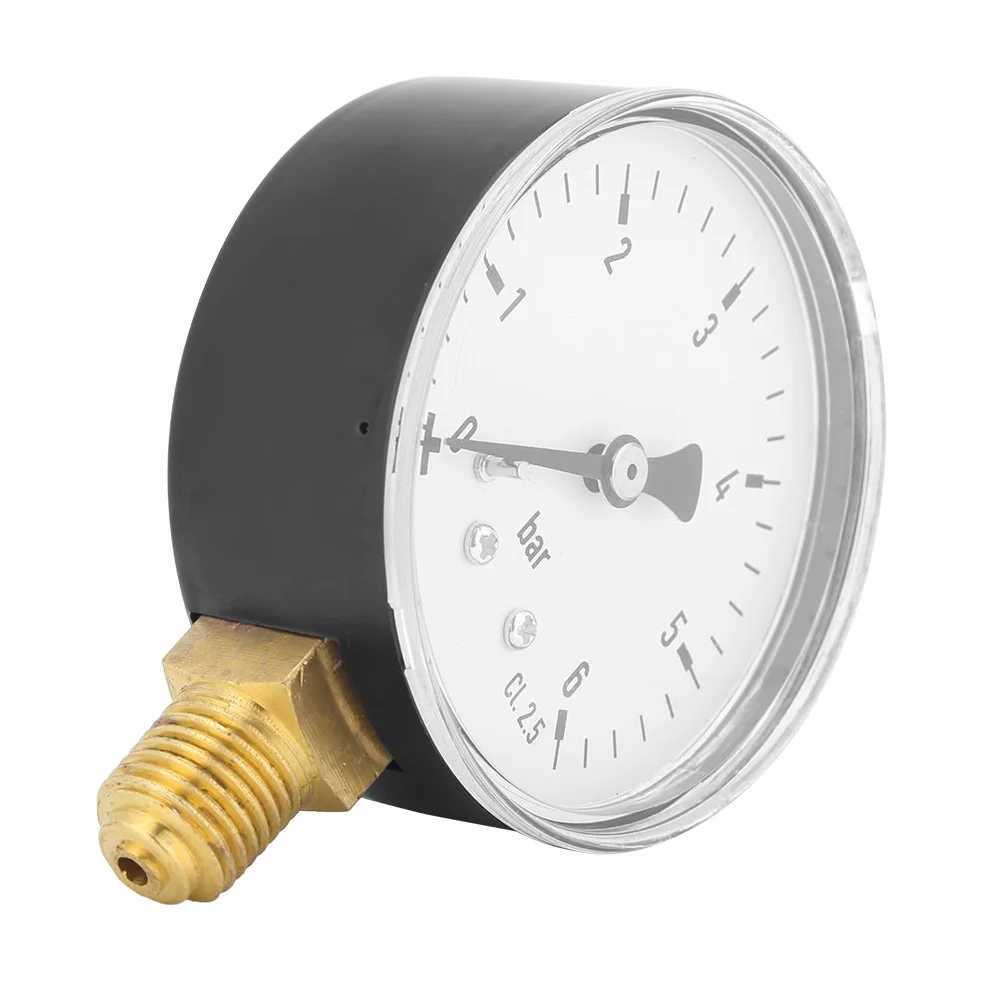 Air Pressure Hydraulic 1/4 NPT Mounting Meter 0-6 Bar Water And Air Instrument Dial Side Measurement Tool