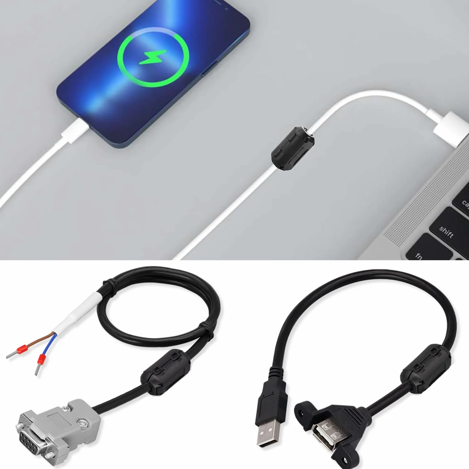40 sztuk rdzeni ferrytowych do kabli, rdzeni ferrytowych, filtr przeciwzakłóceniowy, filtr ferrytowy, redukcja szumów, klips kablowy, pierścień ferrytowy do kabli, kabla USB, kabla myszy,