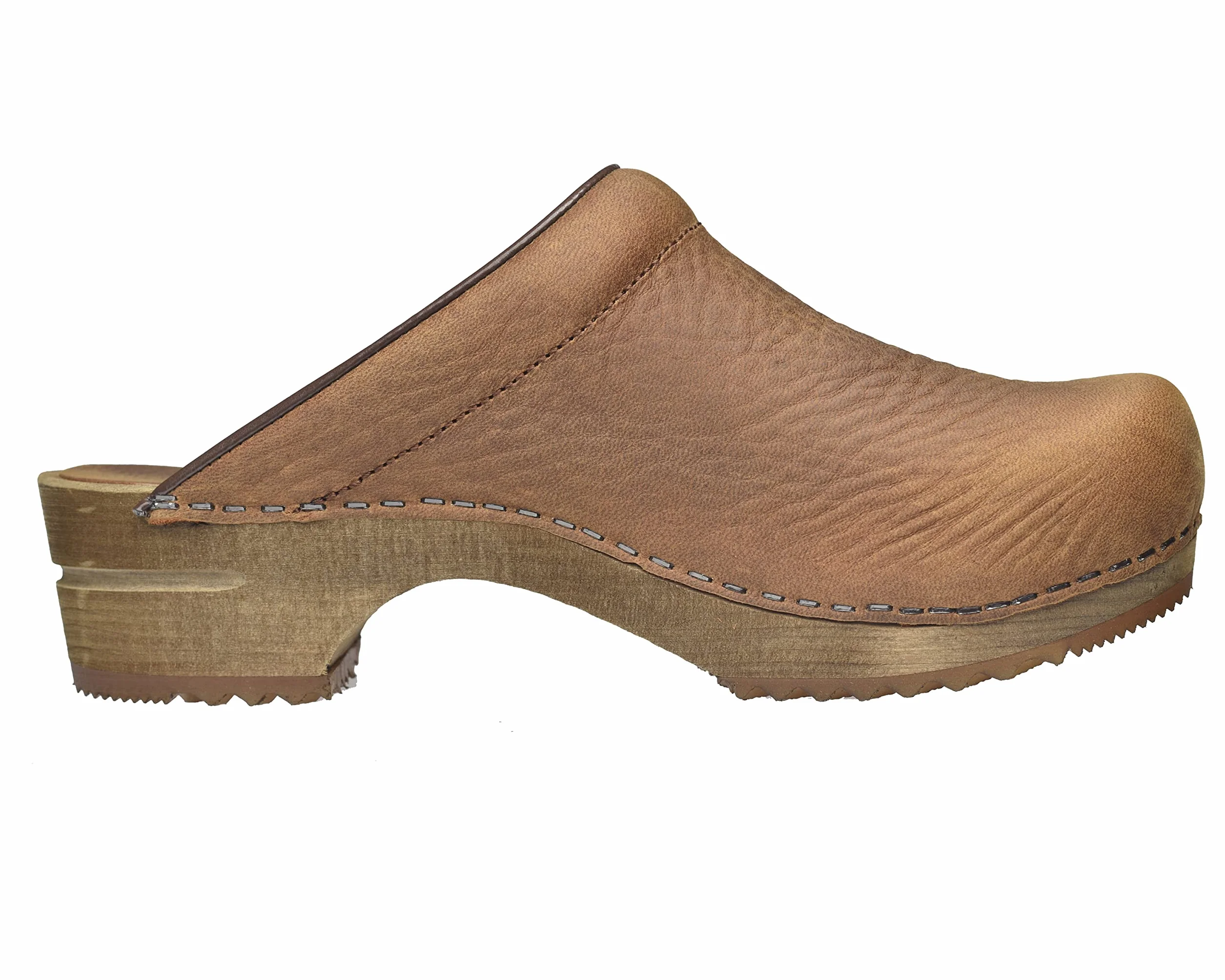 Sanita Chrissy otwarte chodaki skórzane drewniane brązowy Chestnut Brown 40 EU